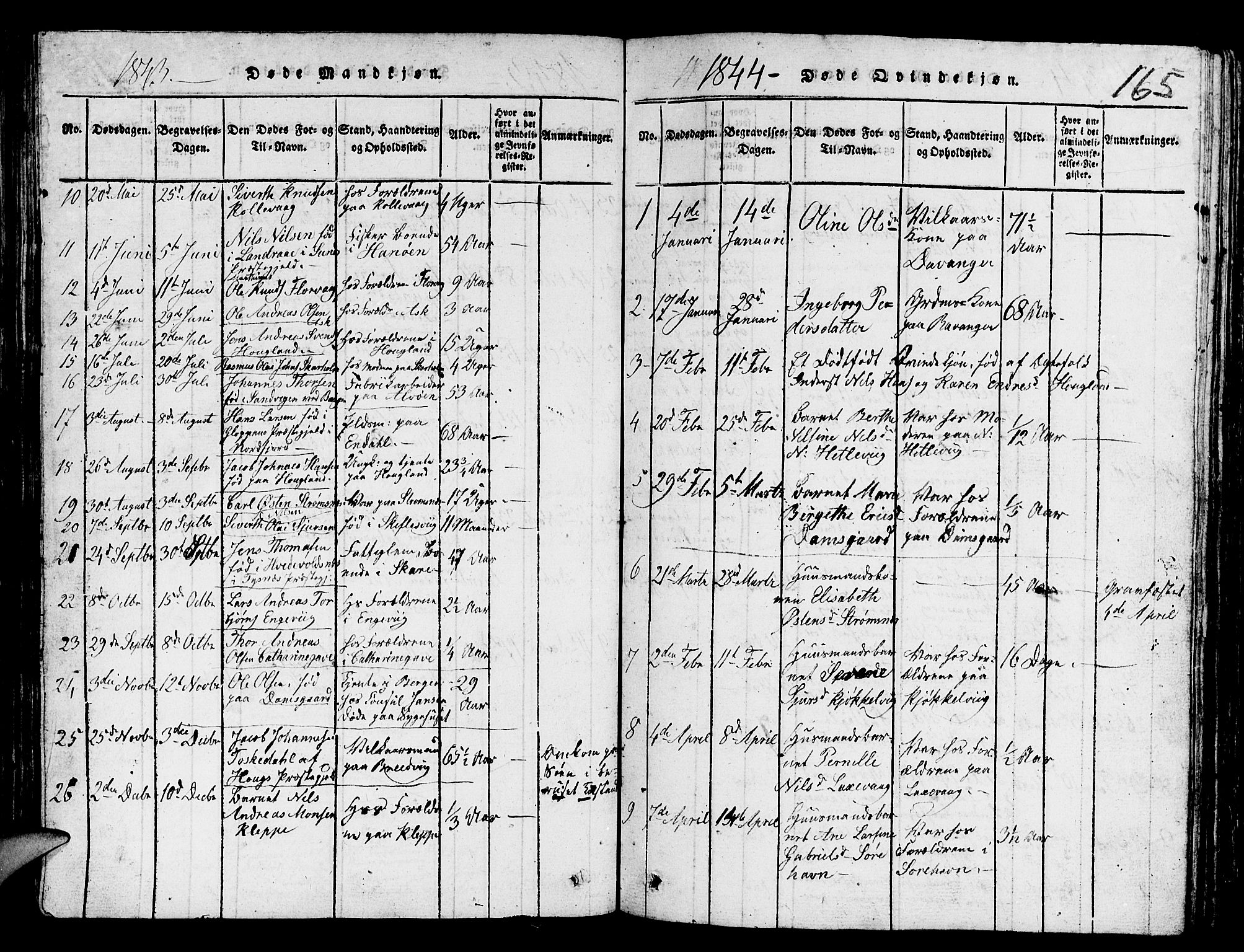 Askøy Sokneprestembete, SAB/A-74101/H/Ha/Hab/Haba/L0002: Parish register (copy) no. A 2, 1815-1846, p. 165