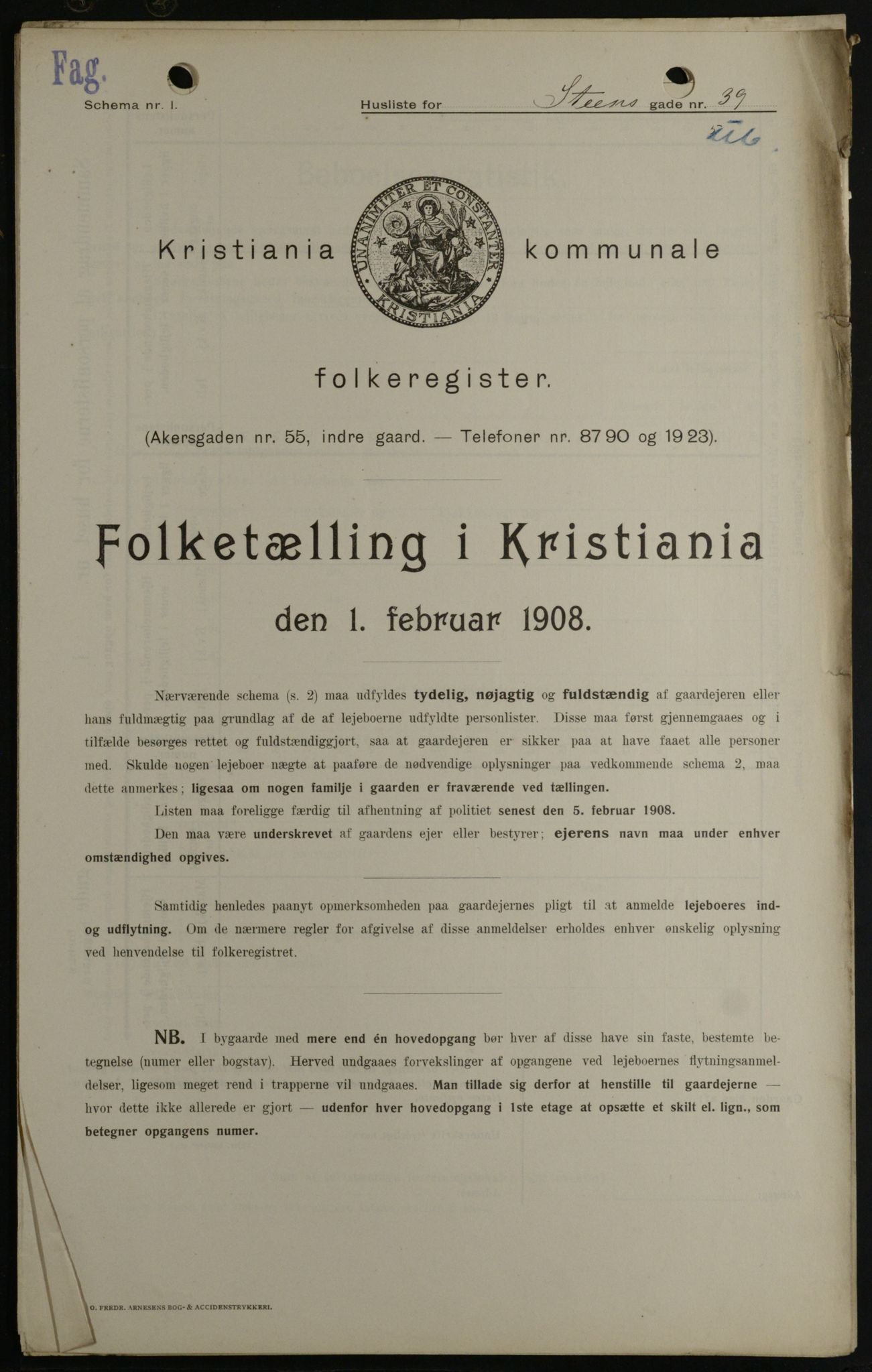 OBA, Municipal Census 1908 for Kristiania, 1908, p. 91945