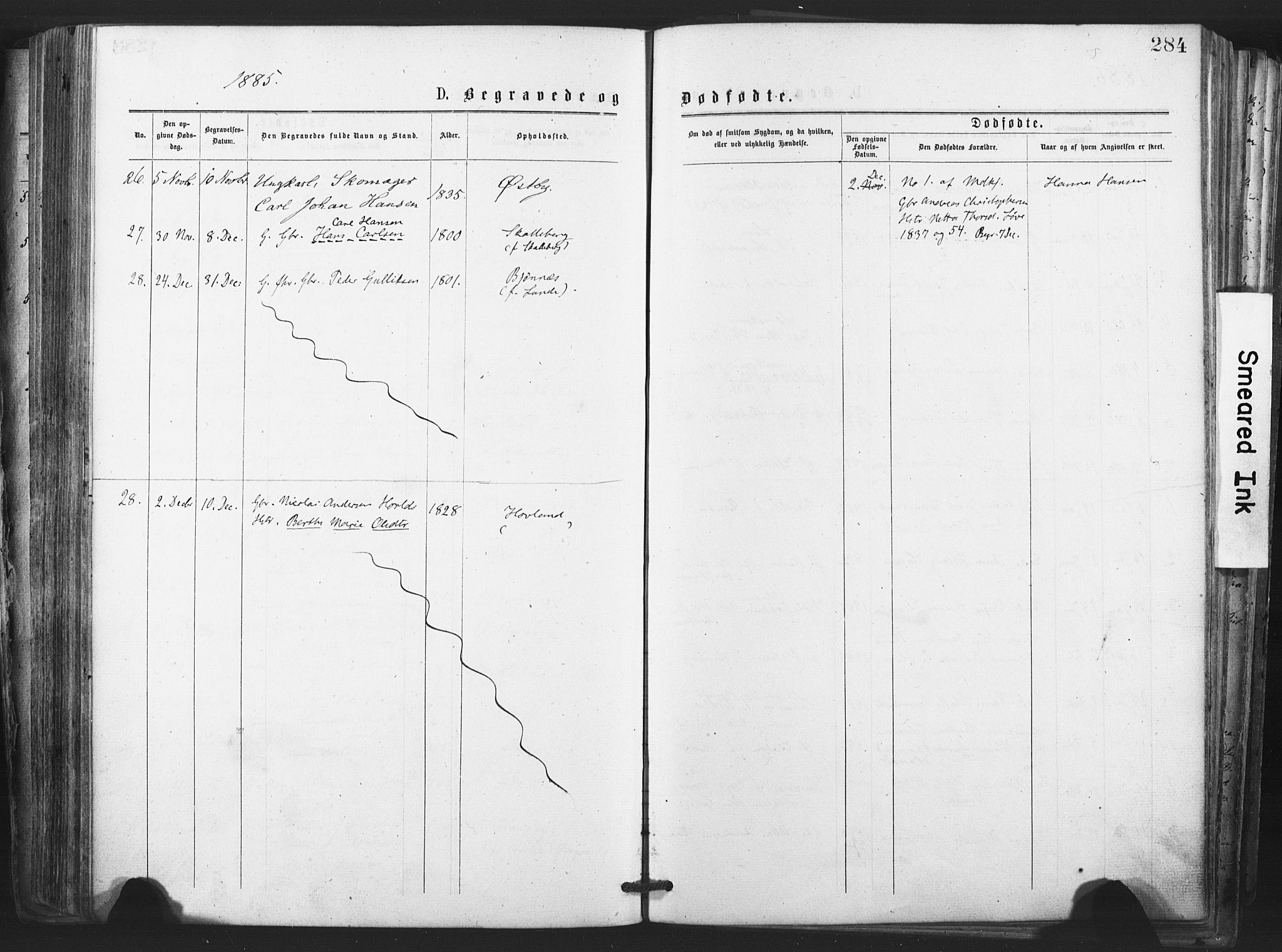 Tjølling kirkebøker, SAKO/A-60/F/Fa/L0008: Parish register (official) no. 8, 1877-1886, p. 284
