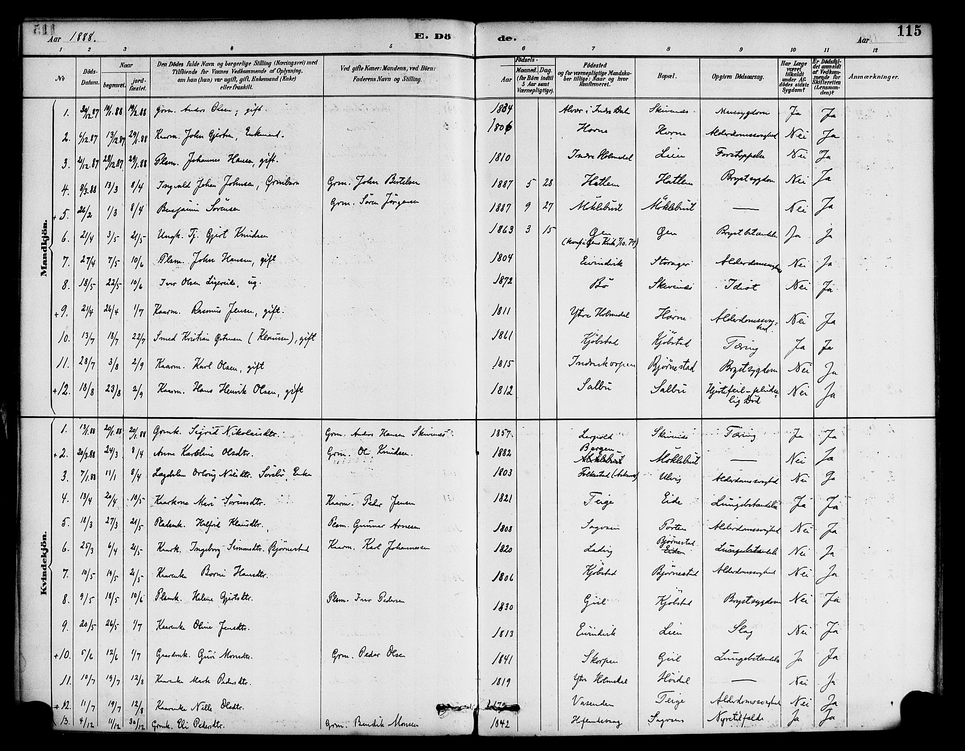 Hyllestad sokneprestembete, SAB/A-80401: Parish register (official) no. D 1, 1886-1905, p. 115