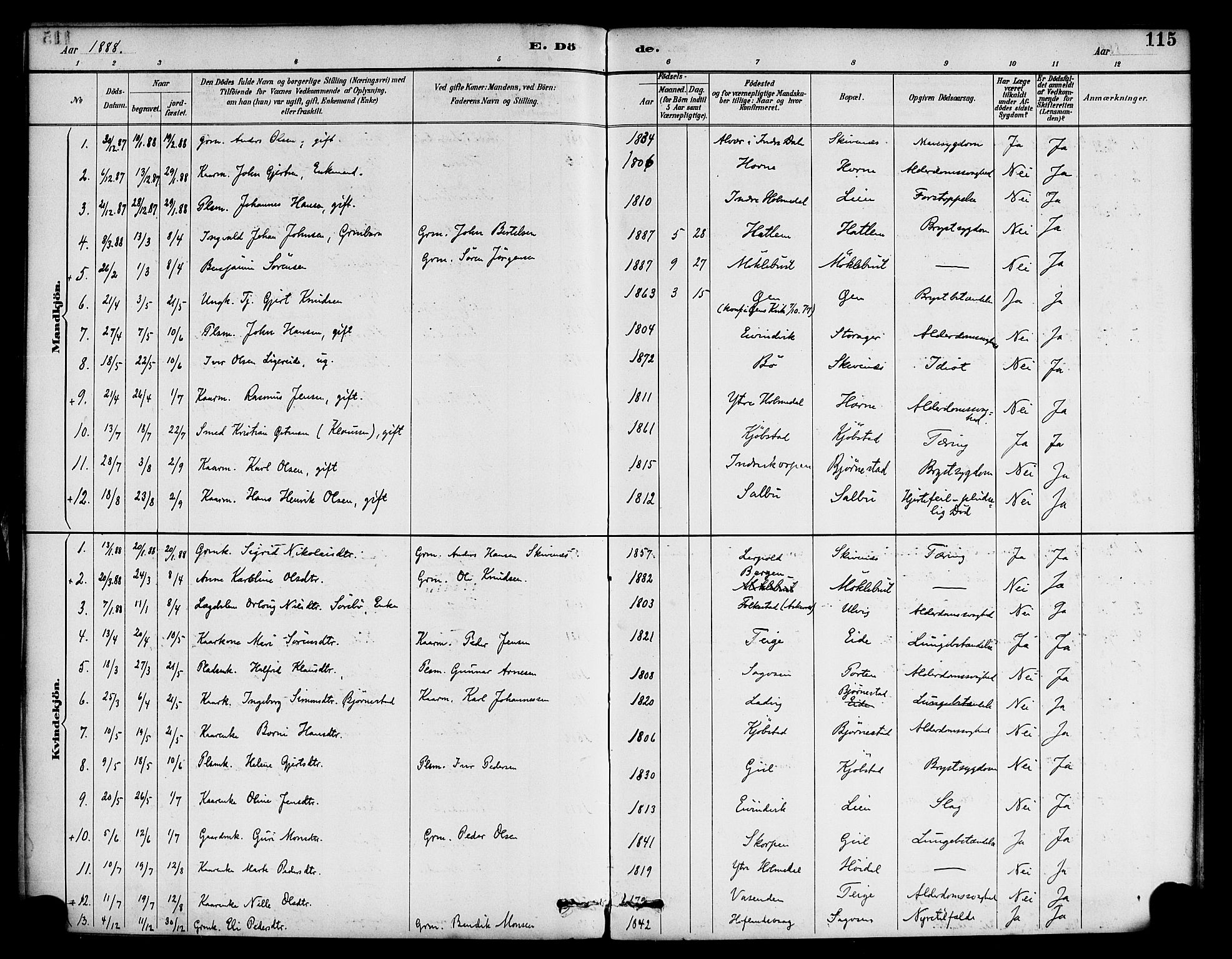 Hyllestad sokneprestembete, AV/SAB-A-80401: Parish register (official) no. D 1, 1886-1905, p. 115