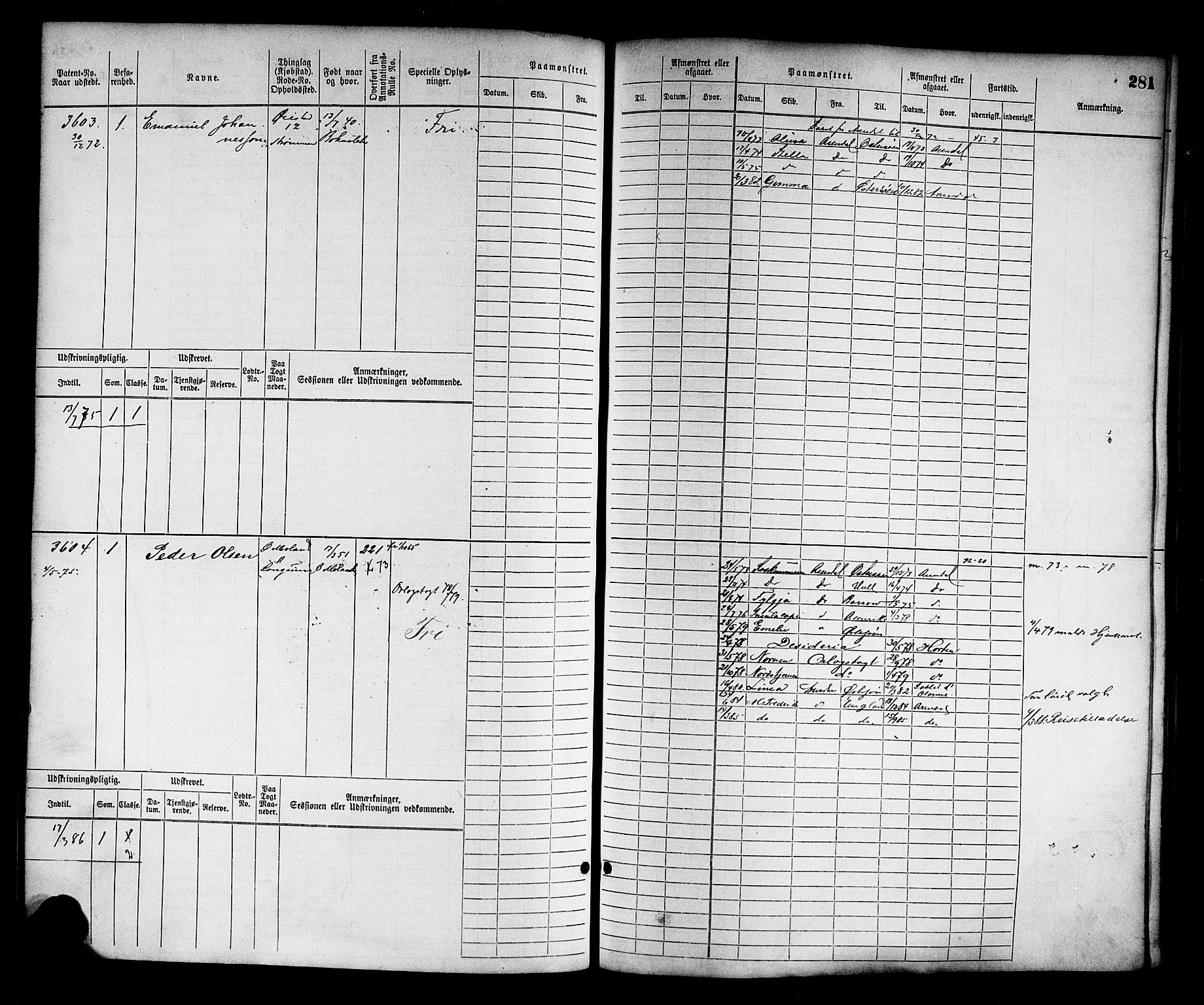 Arendal mønstringskrets, AV/SAK-2031-0012/F/Fb/L0014: Hovedrulle nr 3045-3806, S-12, 1868-1900, p. 289