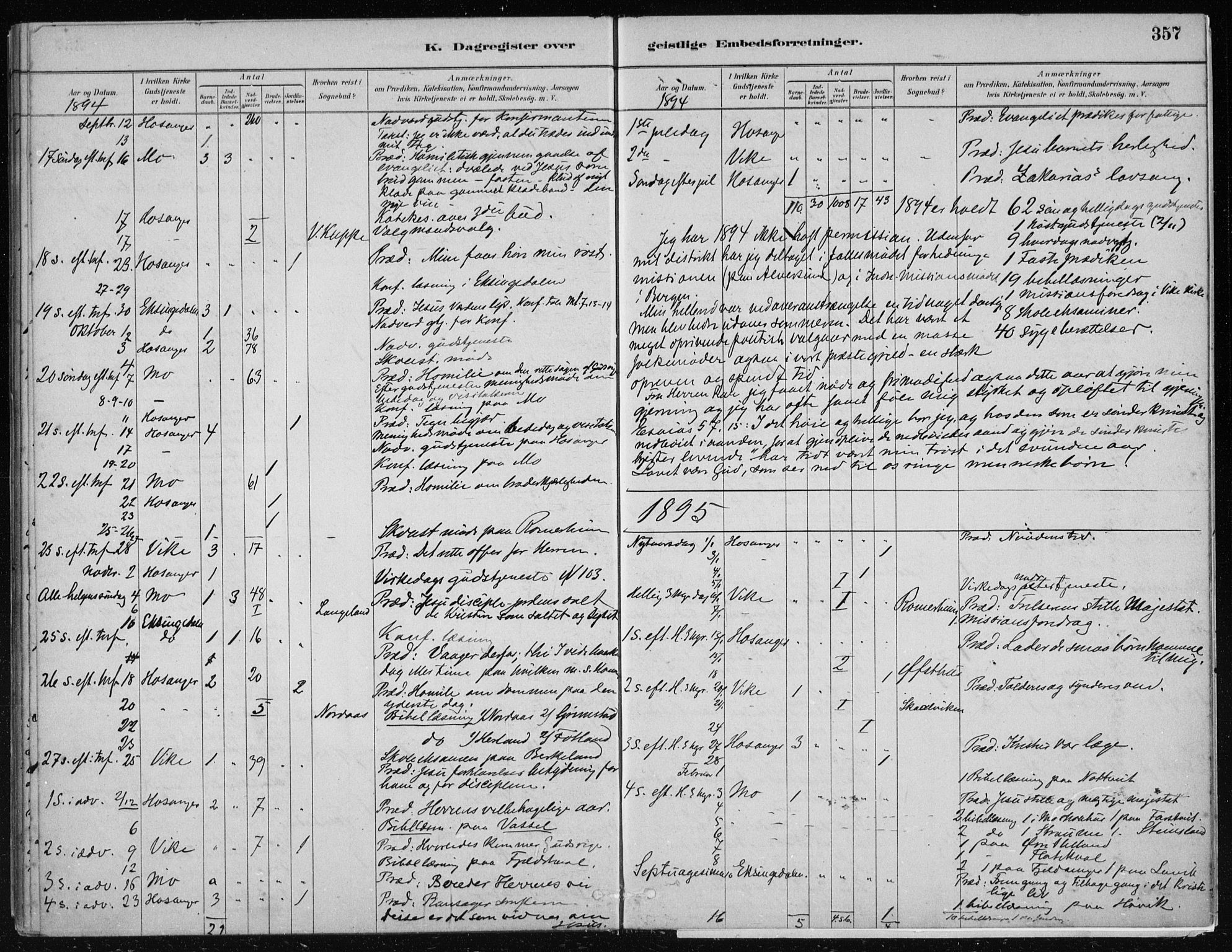 Hosanger sokneprestembete, AV/SAB-A-75801/H/Haa: Parish register (official) no. B  1, 1880-1896, p. 357