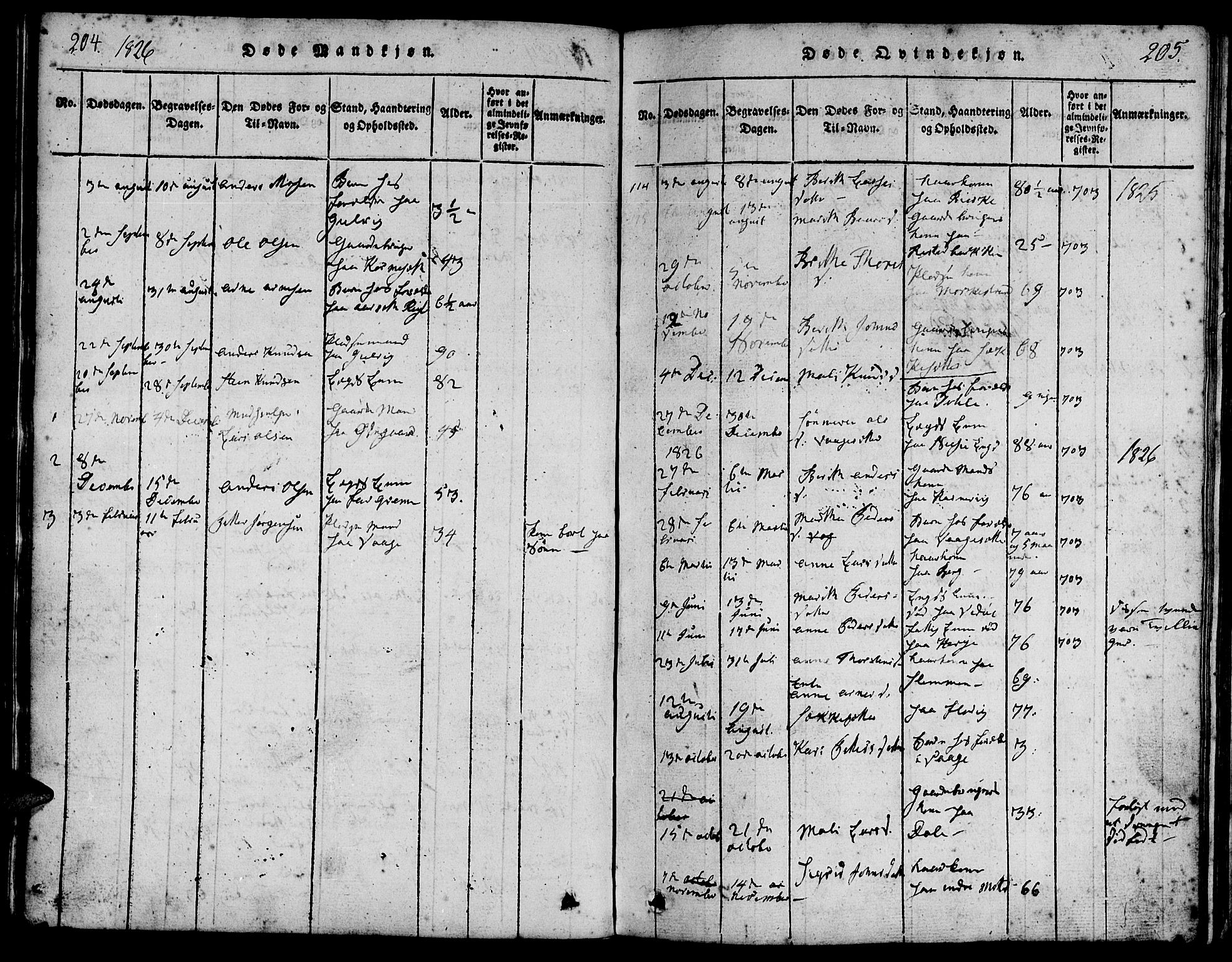 Ministerialprotokoller, klokkerbøker og fødselsregistre - Møre og Romsdal, AV/SAT-A-1454/547/L0602: Parish register (official) no. 547A04, 1818-1845, p. 204-205