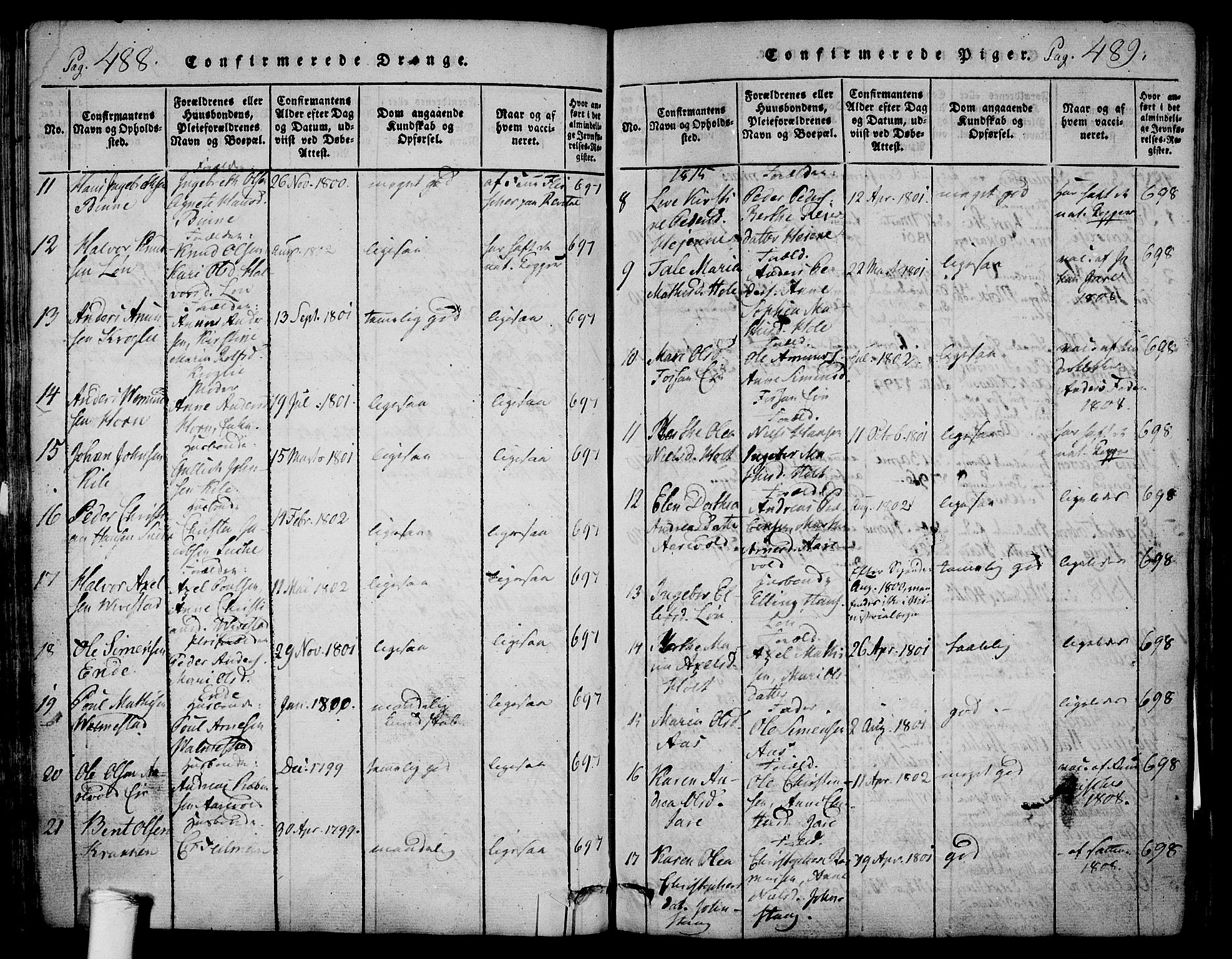 Ramnes kirkebøker, AV/SAKO-A-314/F/Fa/L0004: Parish register (official) no. I 4, 1813-1840, p. 488-489