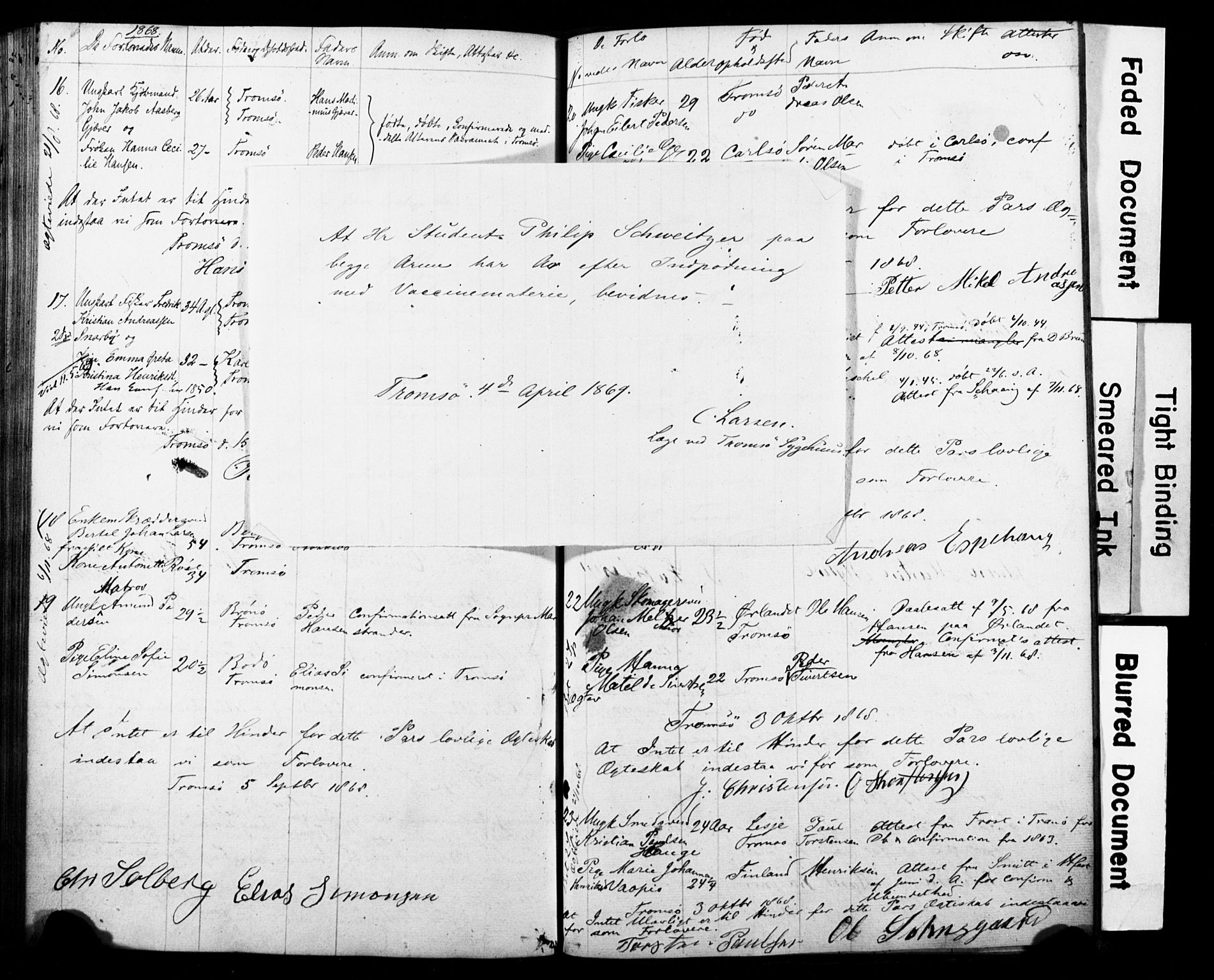 Tromsø sokneprestkontor/stiftsprosti/domprosti, AV/SATØ-S-1343/H/Hc/L0097: Banns register no. 97, 1851-1872