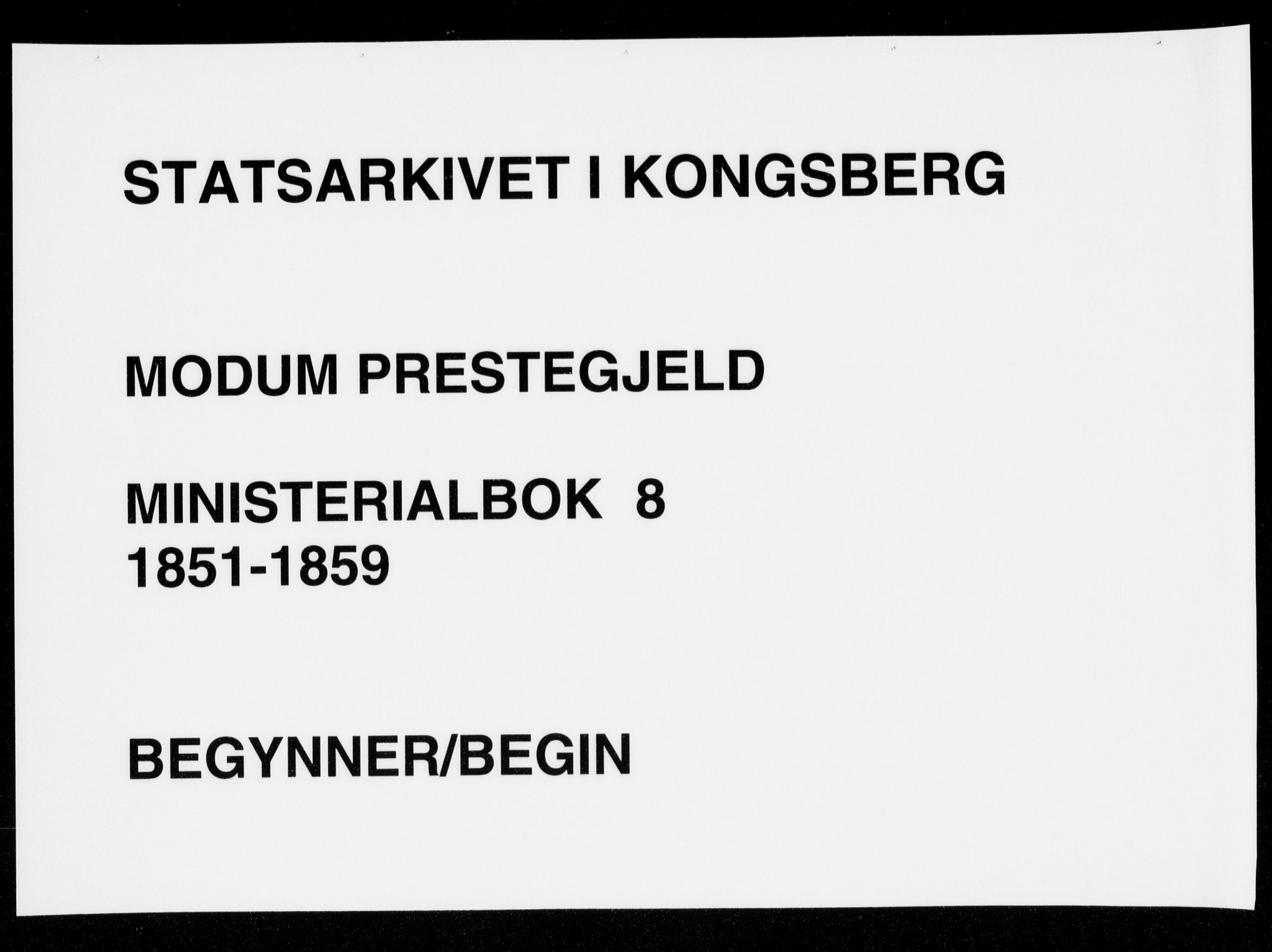 Modum kirkebøker, AV/SAKO-A-234/F/Fa/L0008: Parish register (official) no. 8, 1851-1859