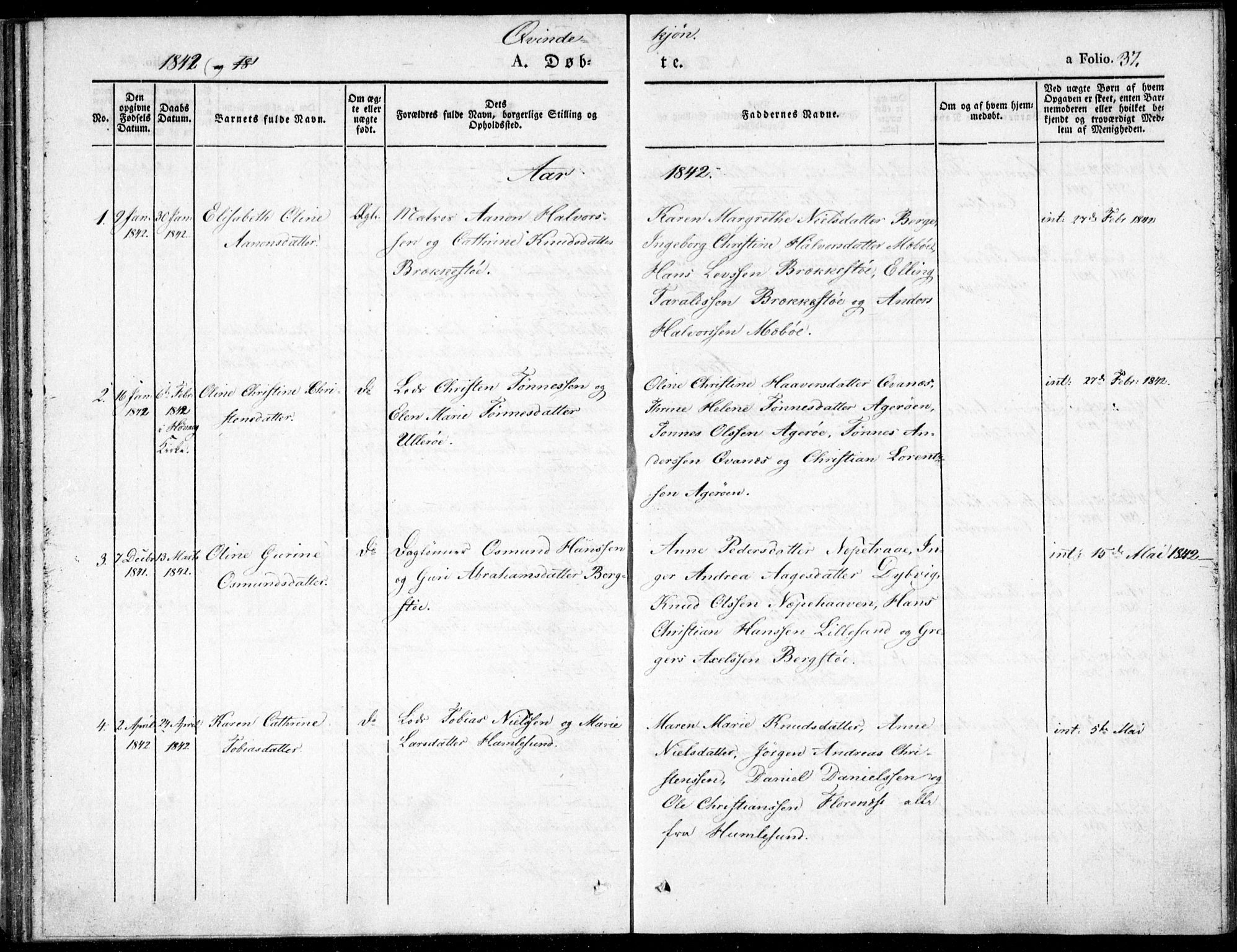 Vestre Moland sokneprestkontor, SAK/1111-0046/F/Fb/Fbb/L0002: Parish register (copy) no. B 2, 1836-1851, p. 37
