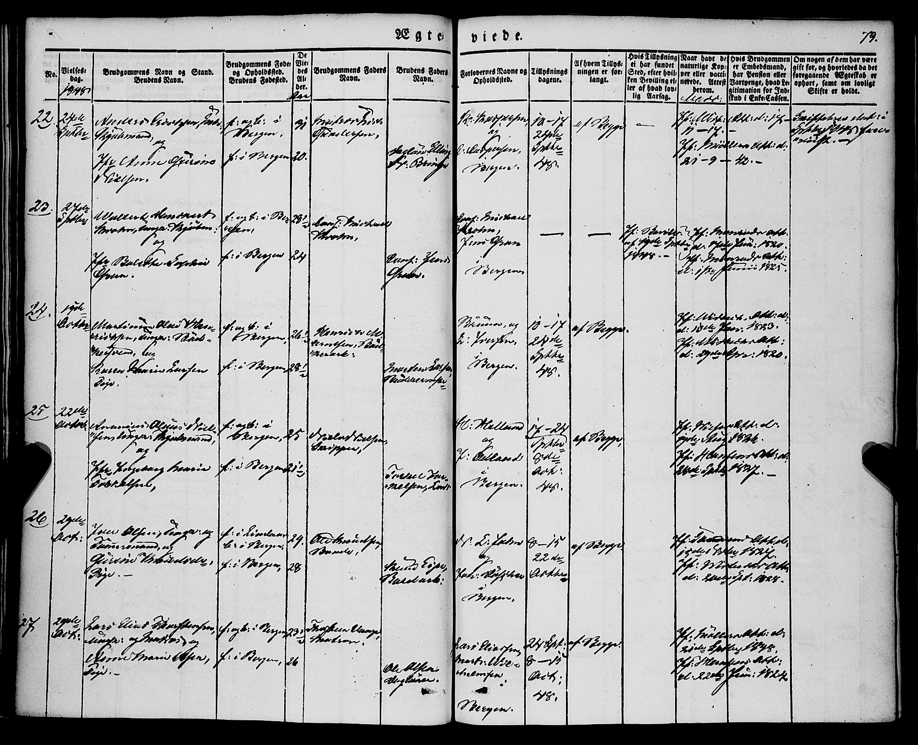 Nykirken Sokneprestembete, AV/SAB-A-77101/H/Haa/L0031: Parish register (official) no. D 1, 1834-1861, p. 79