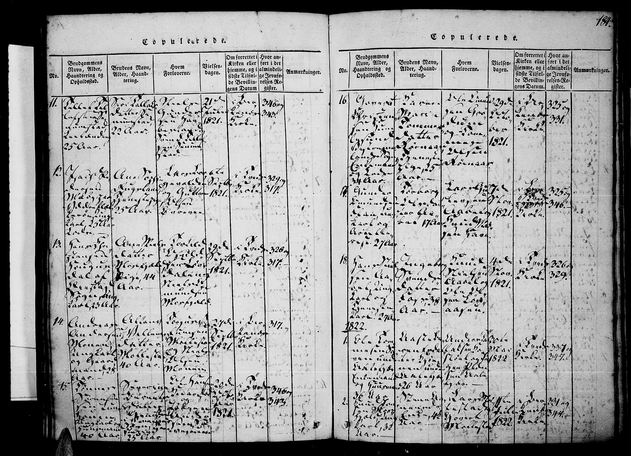 Tveit sokneprestkontor, SAK/1111-0043/F/Fa/L0002: Parish register (official) no. A 2, 1820-1830, p. 184