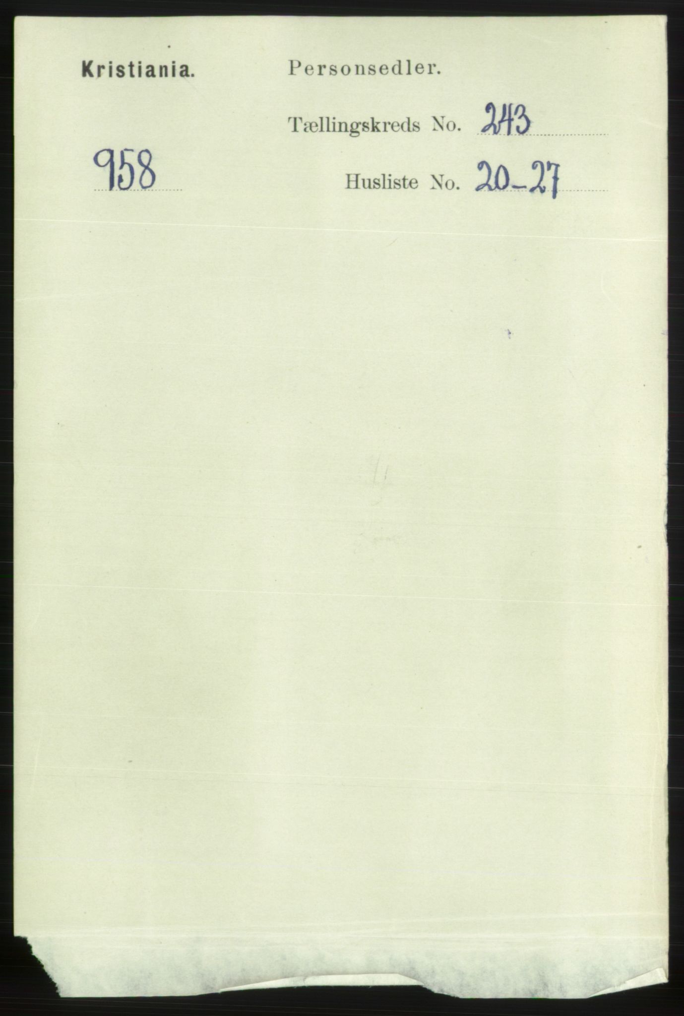 RA, 1891 census for 0301 Kristiania, 1891, p. 148248