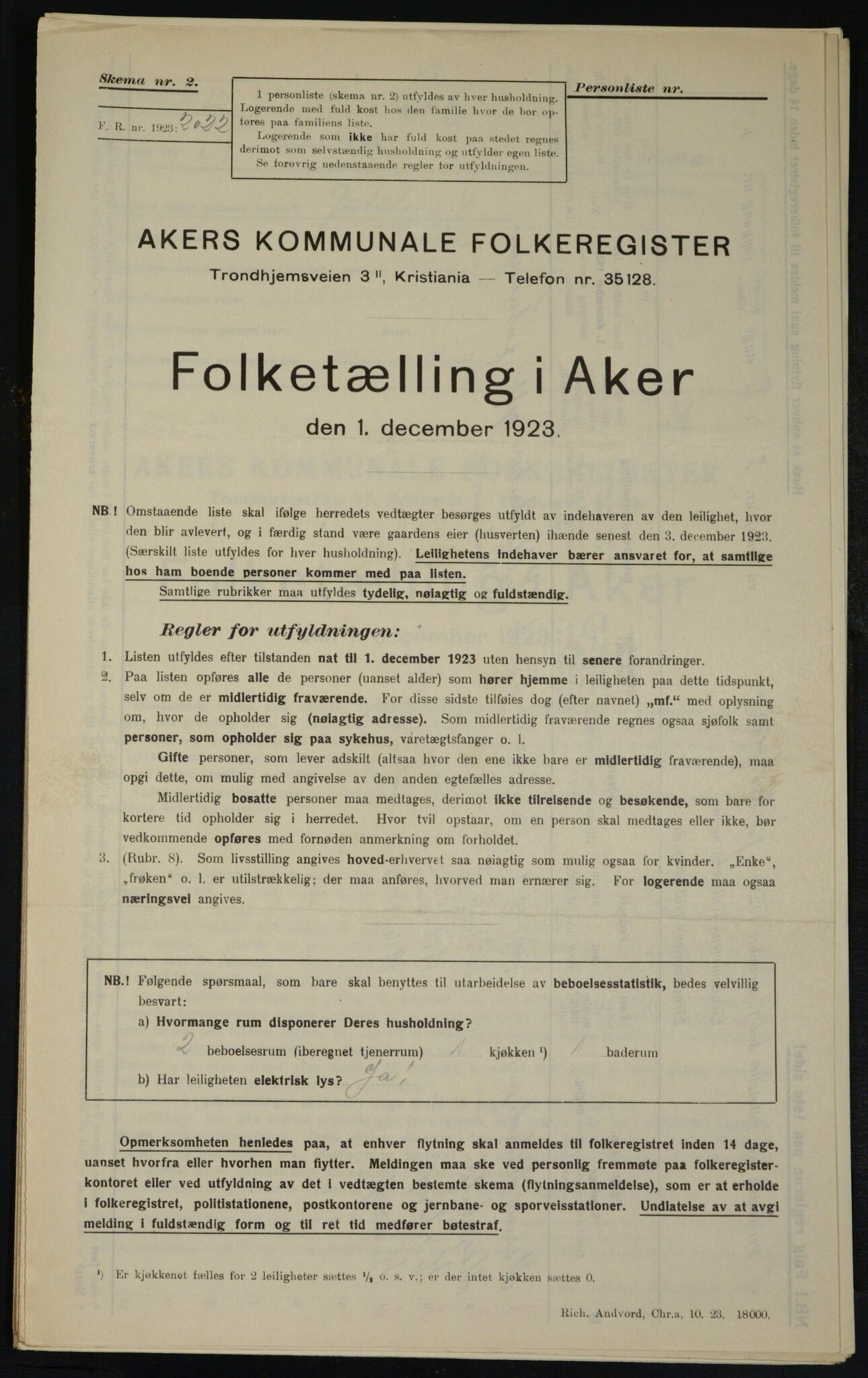 , Municipal Census 1923 for Aker, 1923, p. 21047