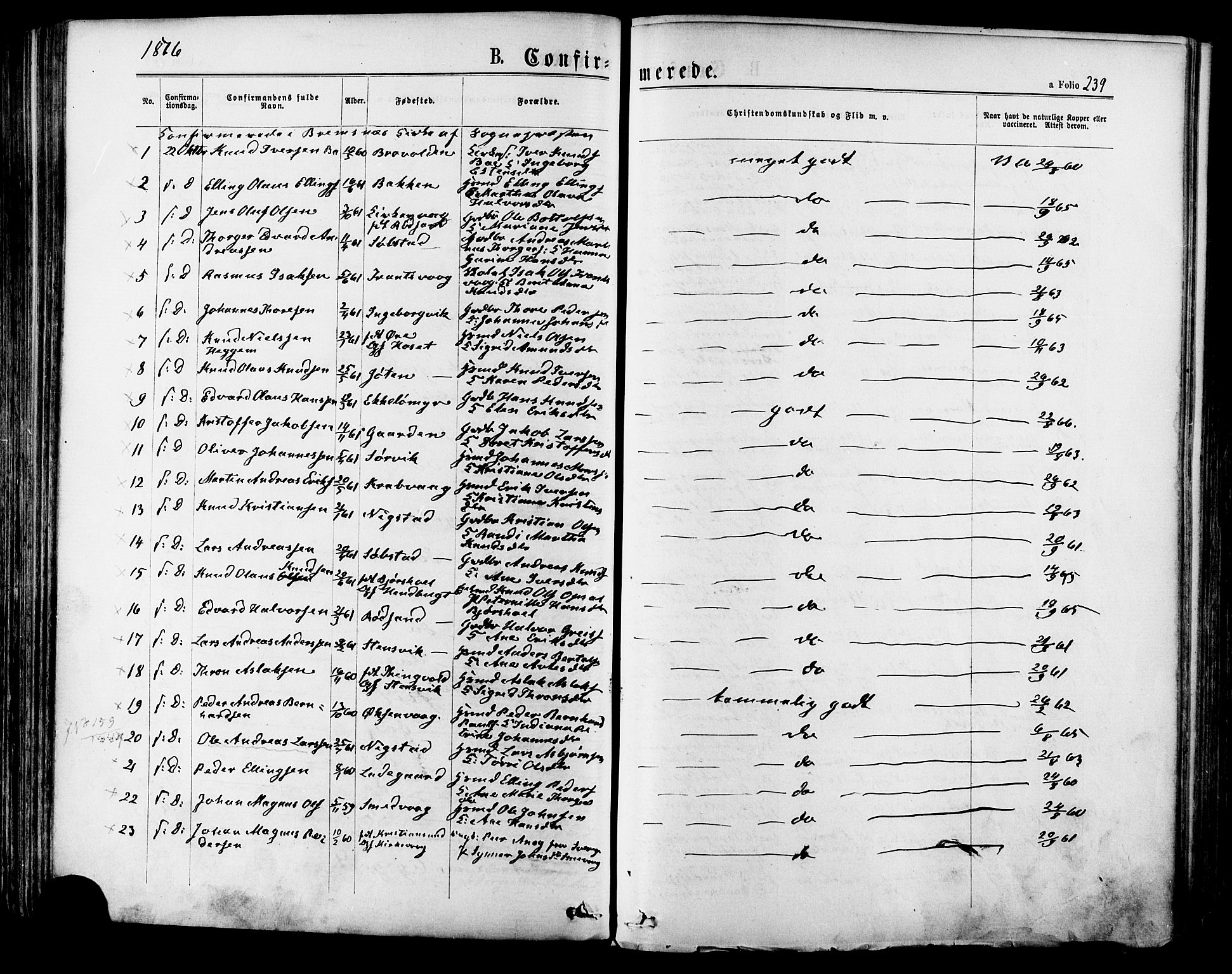 Ministerialprotokoller, klokkerbøker og fødselsregistre - Møre og Romsdal, AV/SAT-A-1454/568/L0805: Parish register (official) no. 568A12 /1, 1869-1884, p. 239