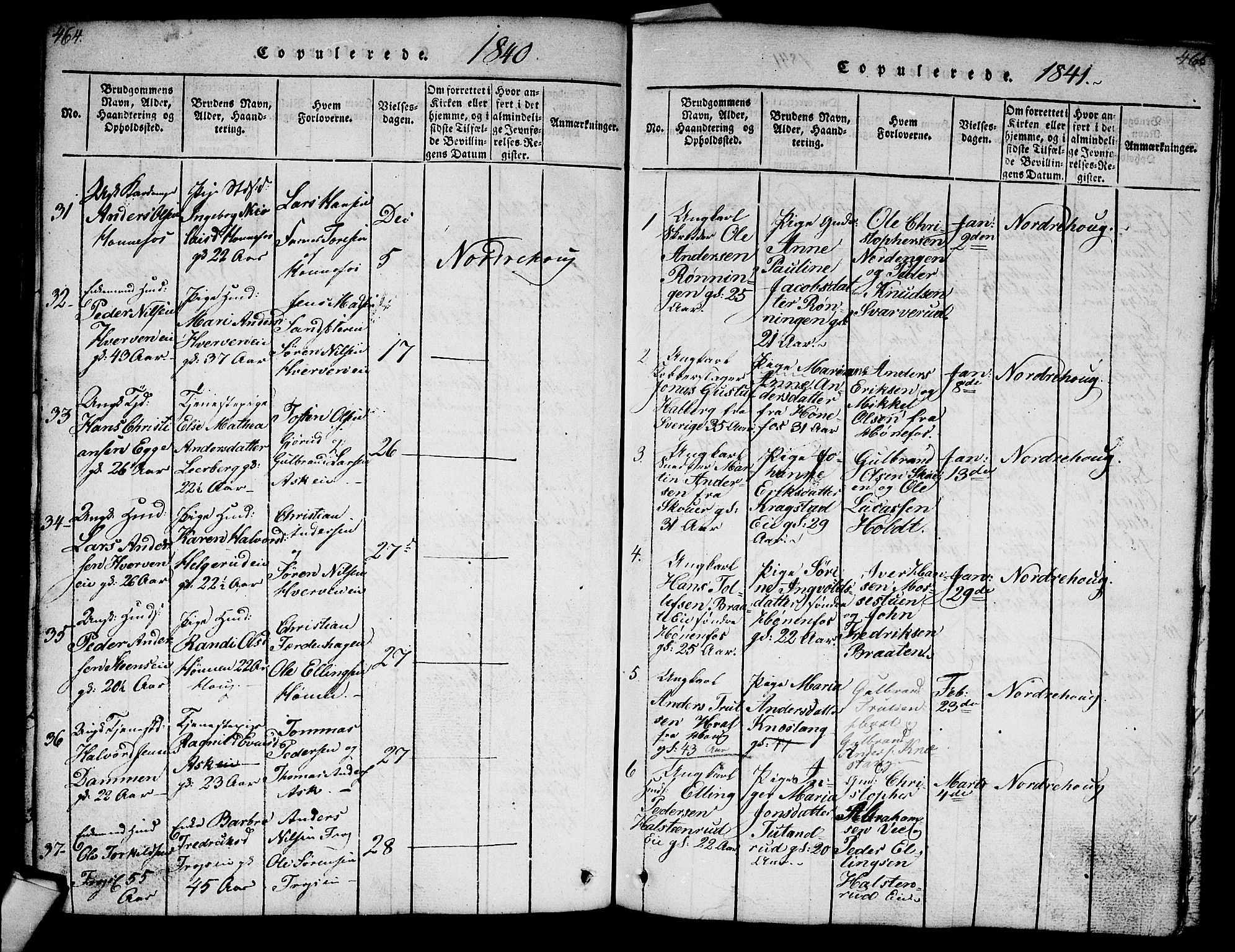 Norderhov kirkebøker, SAKO/A-237/G/Ga/L0003: Parish register (copy) no. I 3 /1, 1814-1876, p. 464-465