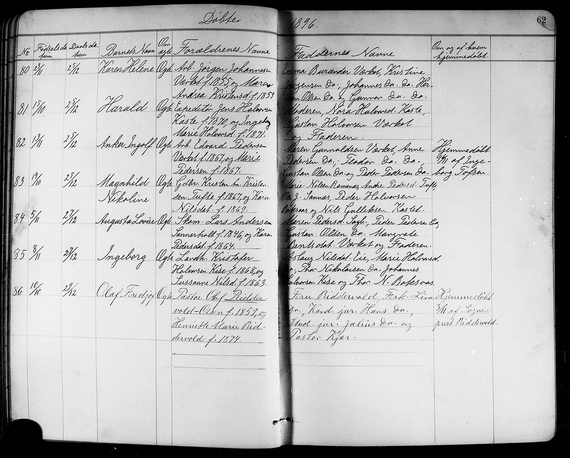 Holla kirkebøker, AV/SAKO-A-272/G/Ga/L0005: Parish register (copy) no. I 5, 1891-1917, p. 62