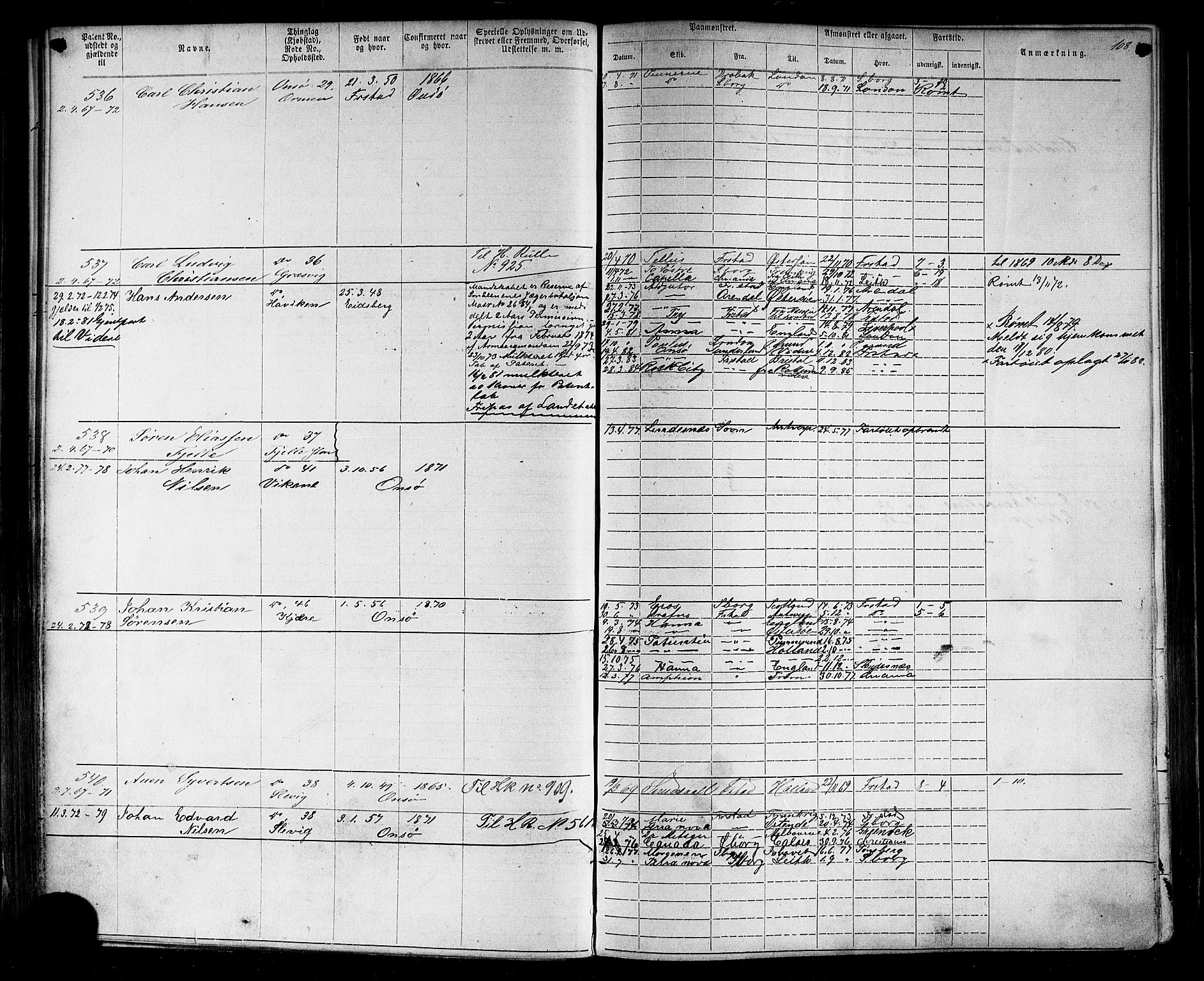 Fredrikstad mønstringskontor, SAO/A-10569b/F/Fc/Fca/L0002: Annotasjonsrulle, 1868-1885, p. 111