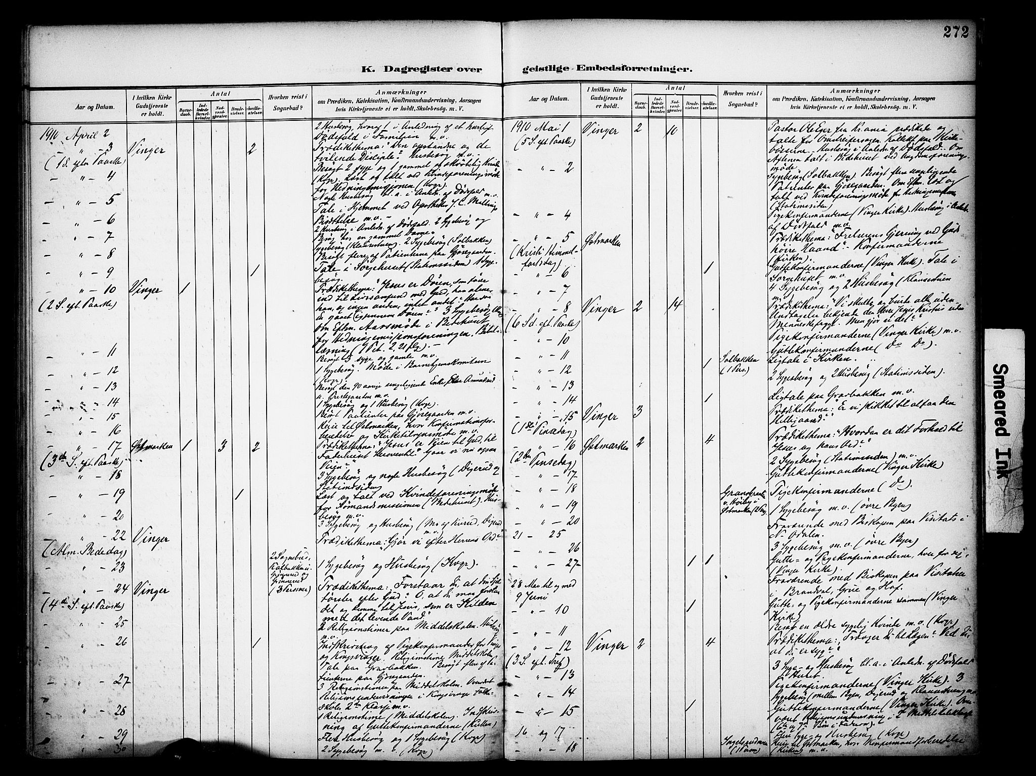 Vinger prestekontor, AV/SAH-PREST-024/H/Ha/Haa/L0016: Parish register (official) no. 16, 1898-1920, p. 272