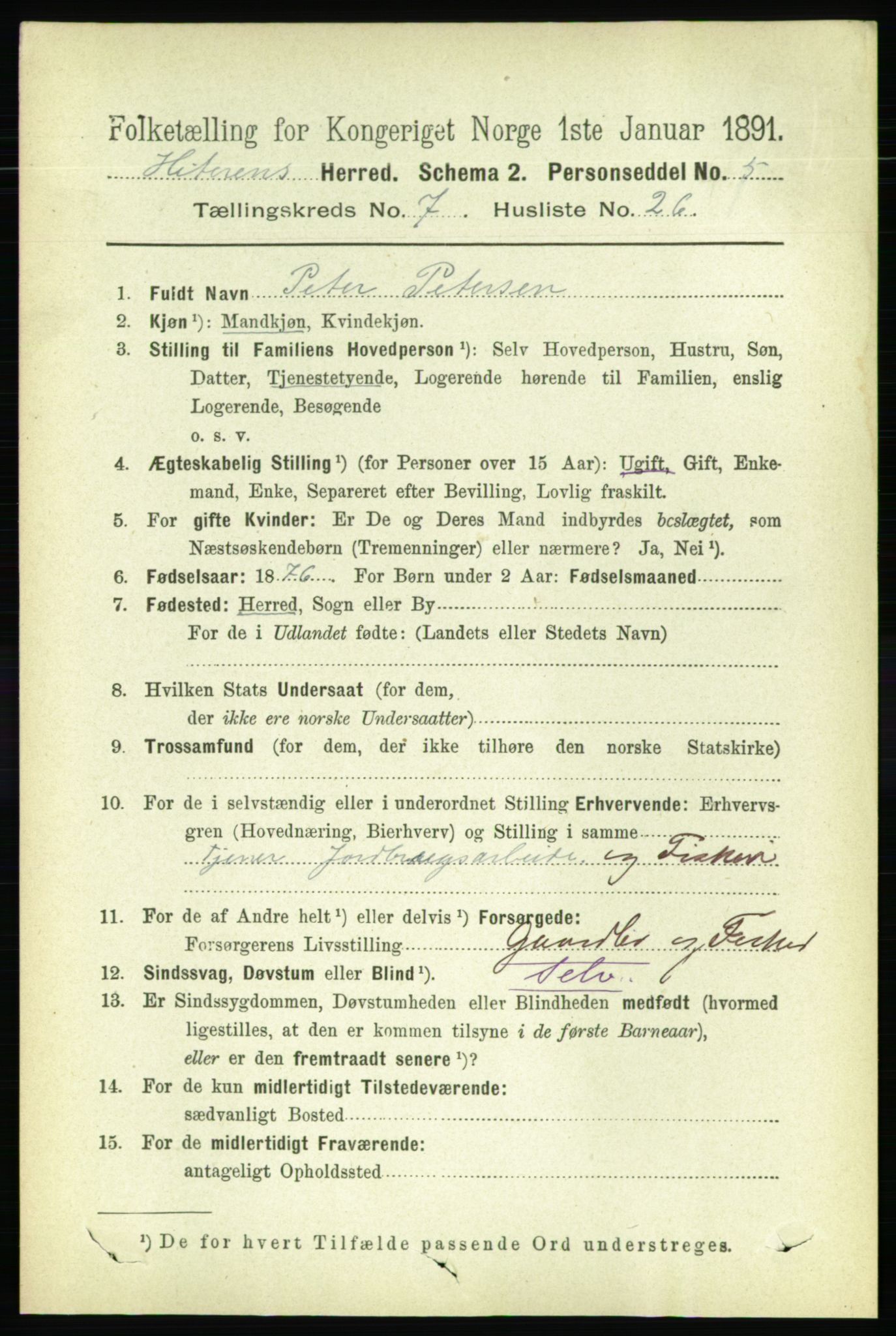 RA, 1891 census for 1617 Hitra, 1891, p. 1415