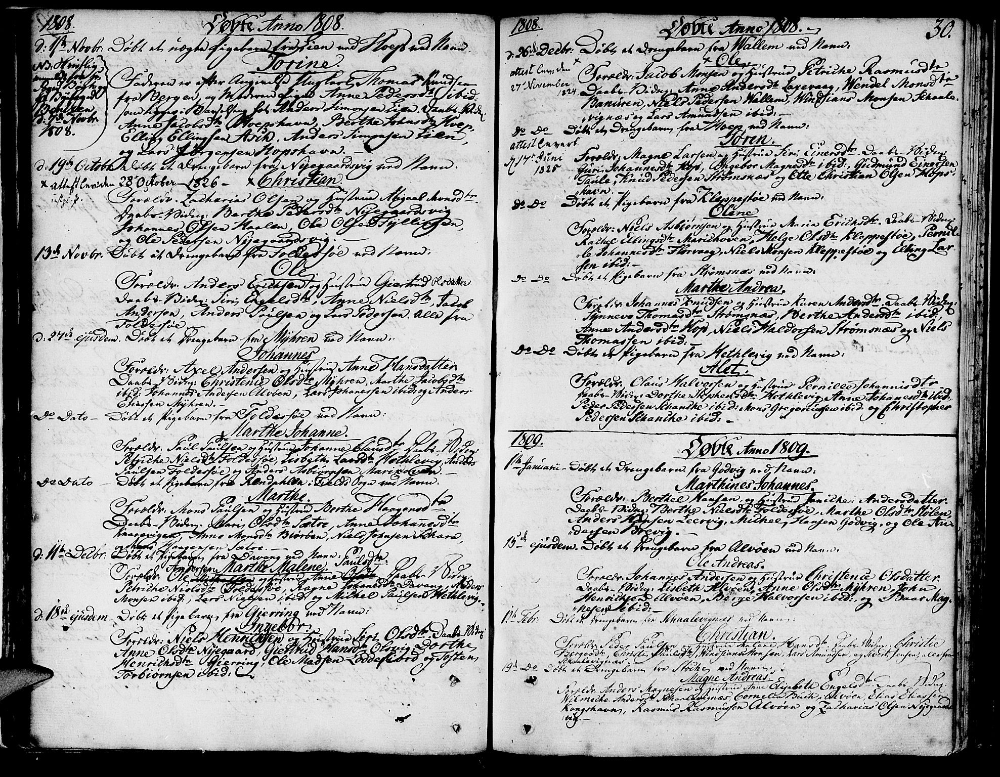 Askøy Sokneprestembete, SAB/A-74101/H/Ha/Haa/Haaa/L0002: Parish register (official) no. A 2, 1801-1818, p. 30