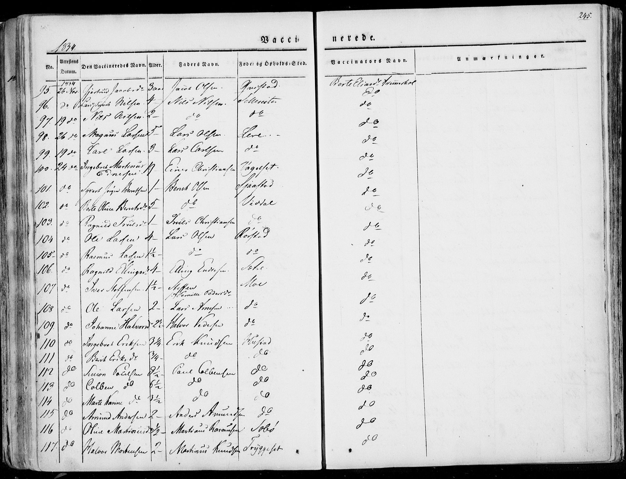 Ministerialprotokoller, klokkerbøker og fødselsregistre - Møre og Romsdal, AV/SAT-A-1454/515/L0208: Parish register (official) no. 515A04, 1830-1846, p. 245