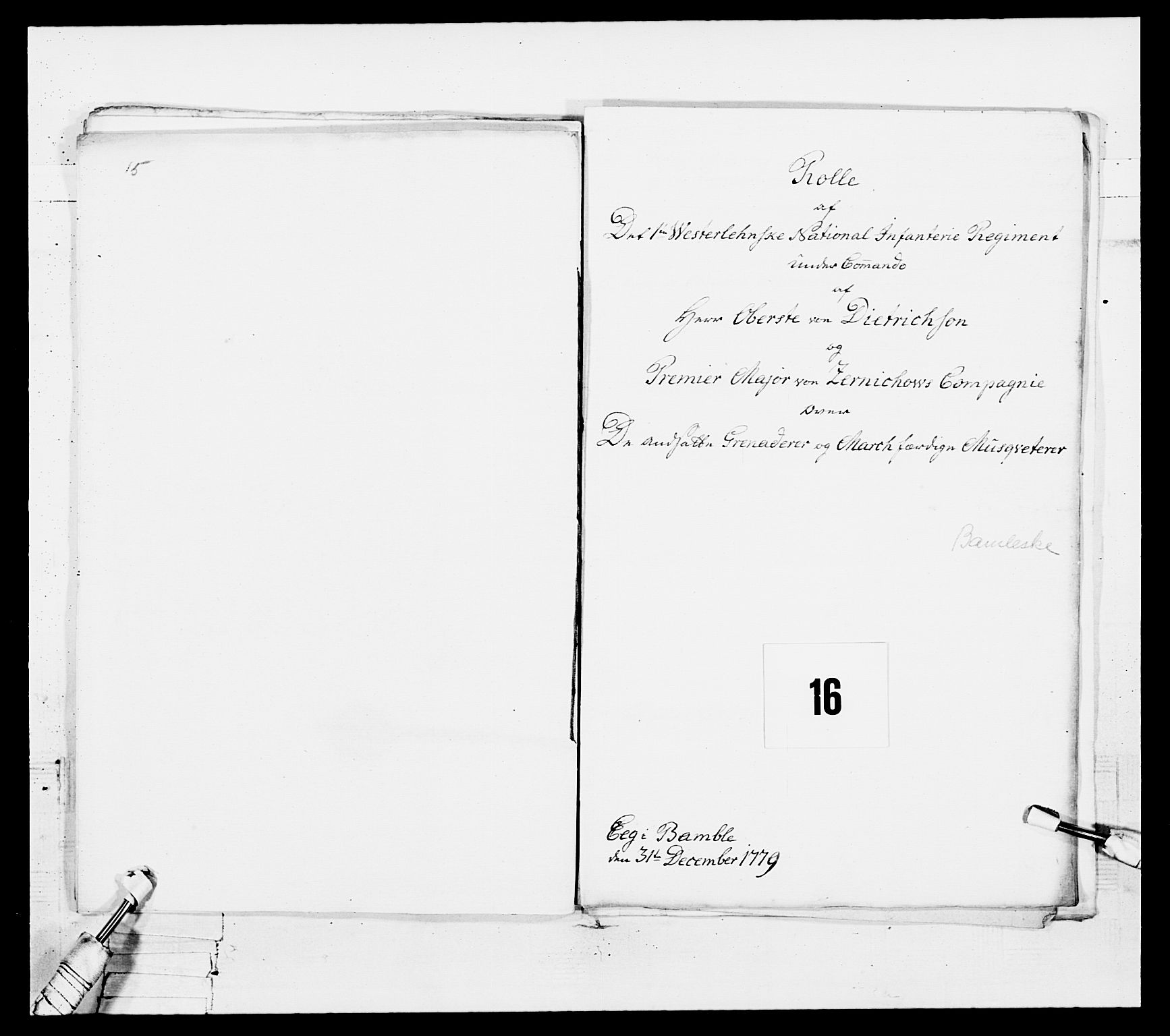 Generalitets- og kommissariatskollegiet, Det kongelige norske kommissariatskollegium, RA/EA-5420/E/Eh/L0102: 1. Vesterlenske nasjonale infanteriregiment, 1778-1780, p. 95