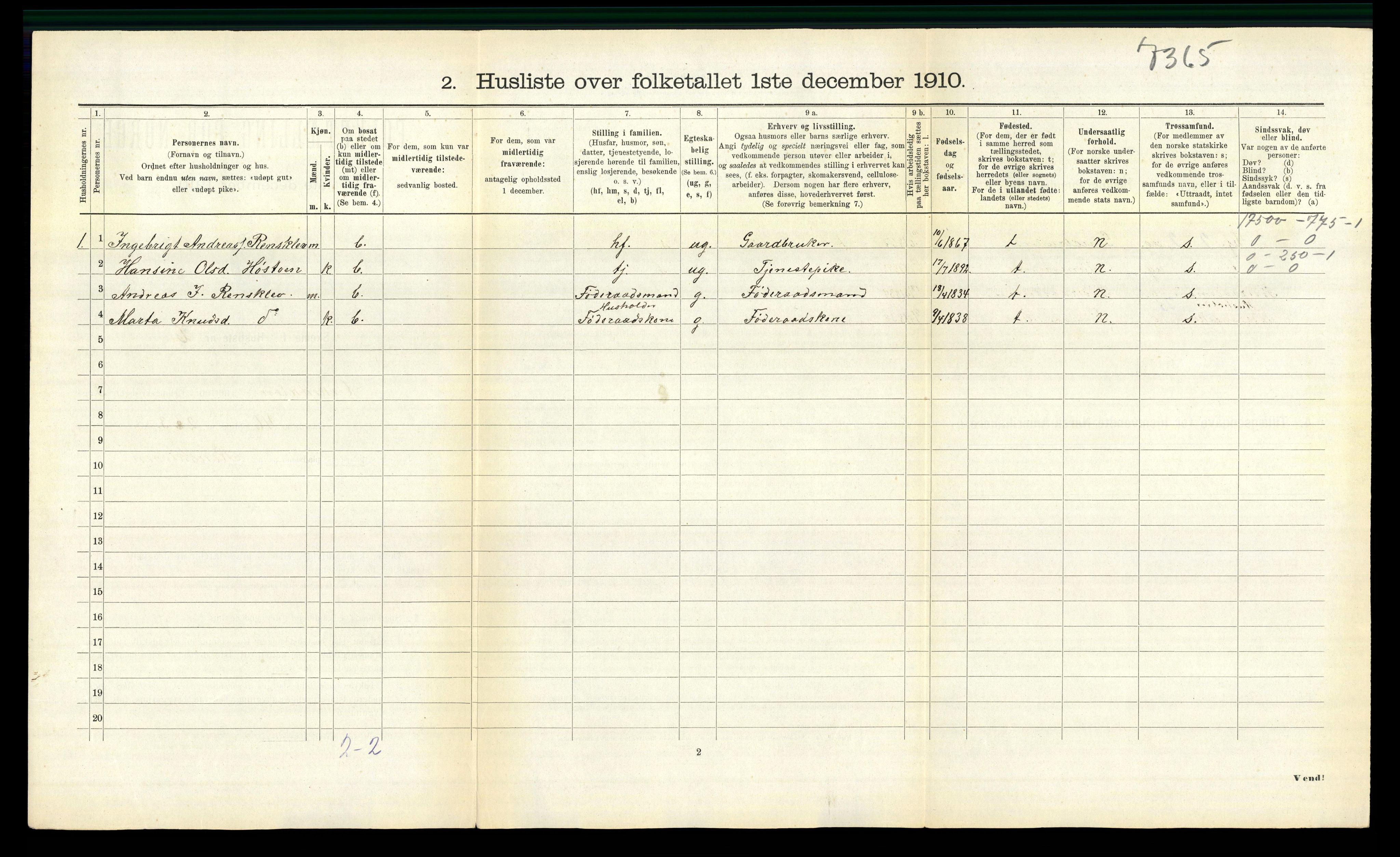 RA, 1910 census for Orkdal, 1910, p. 940