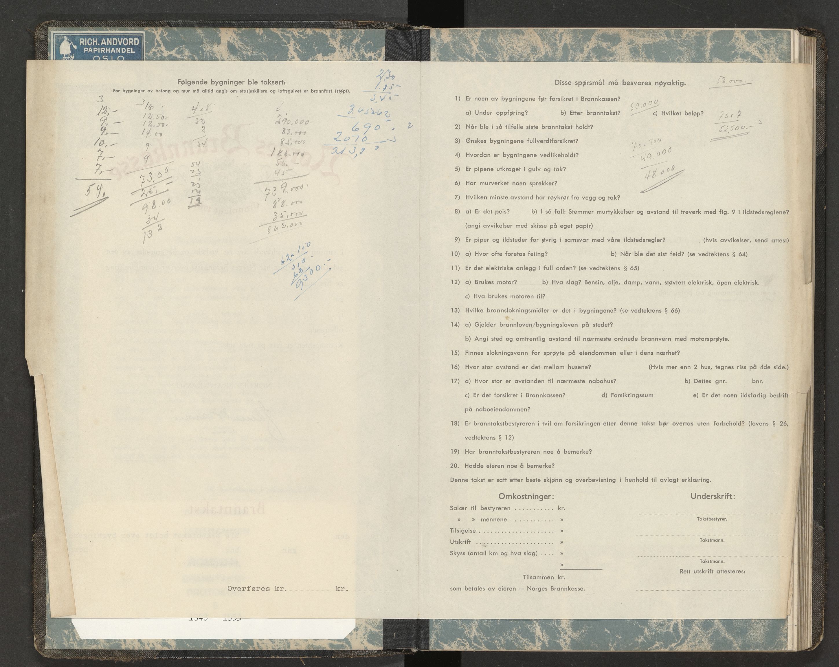 Norges Brannkasse Romsdal, AV/SAT-A-5499/Fa/L0006: Branntakstprotokoll, 1949-1953