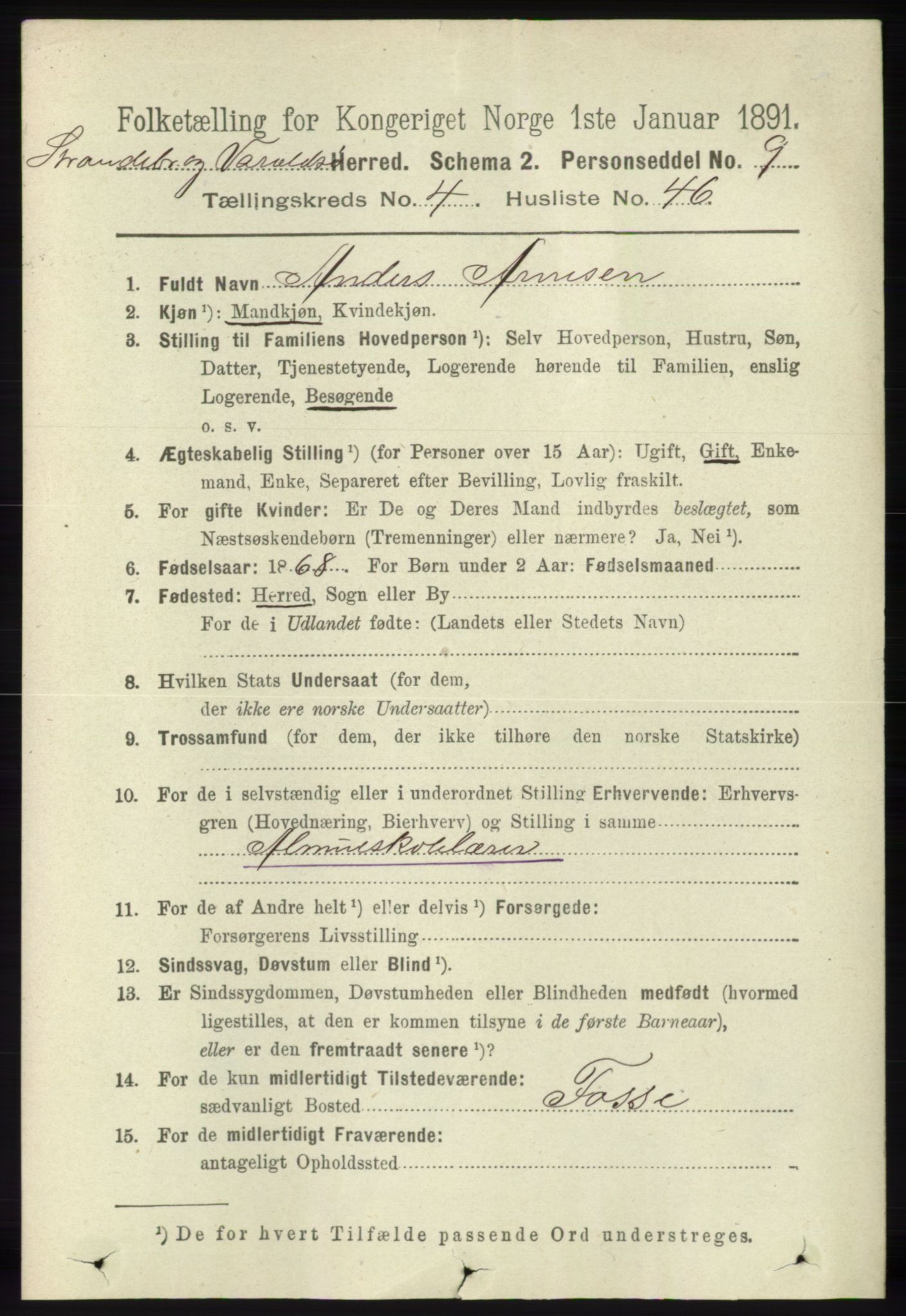 RA, 1891 census for 1226 Strandebarm og Varaldsøy, 1891, p. 1711