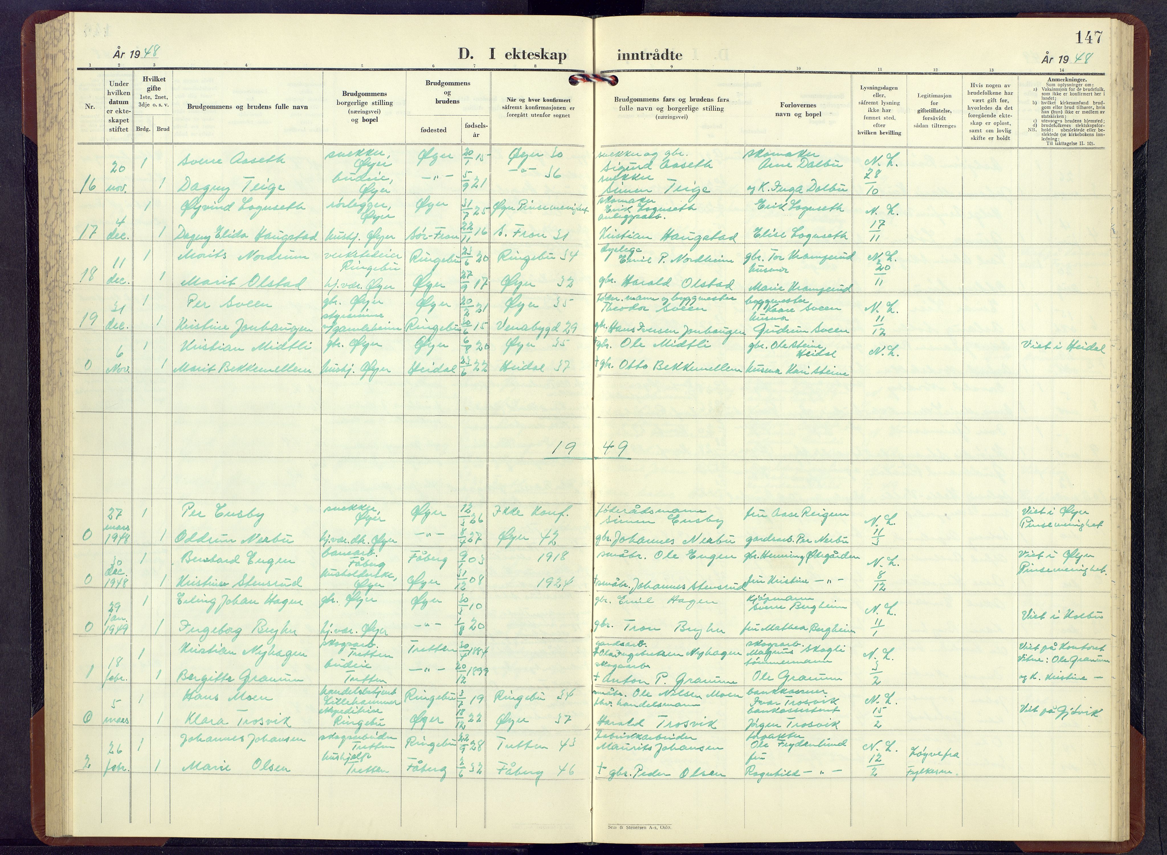 Øyer prestekontor, AV/SAH-PREST-084/H/Ha/Hab/L0010: Parish register (copy) no. 10, 1946-1968, p. 147