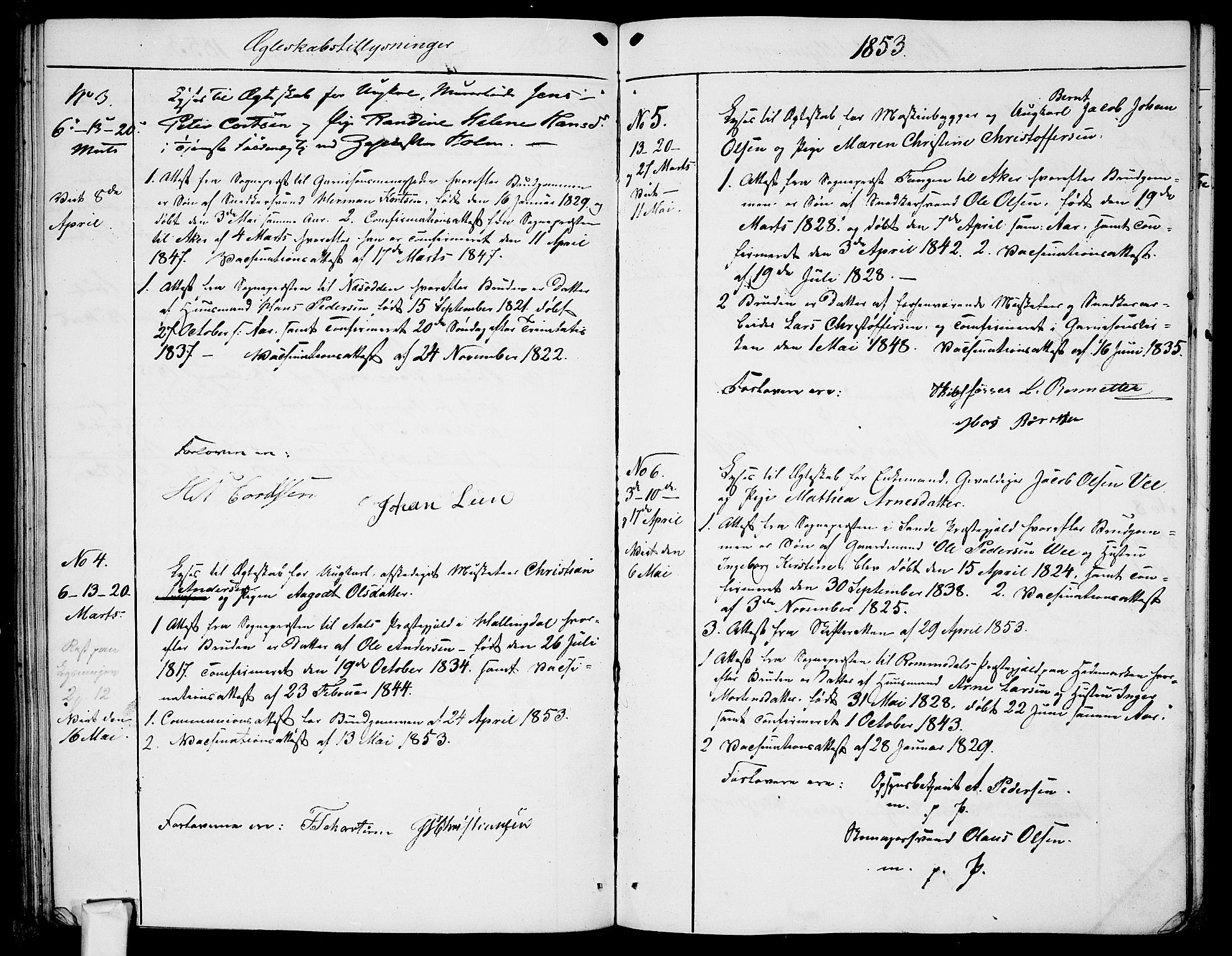 Garnisonsmenigheten Kirkebøker, AV/SAO-A-10846/H/Ha/L0005: Banns register no. I 5, 1844-1856