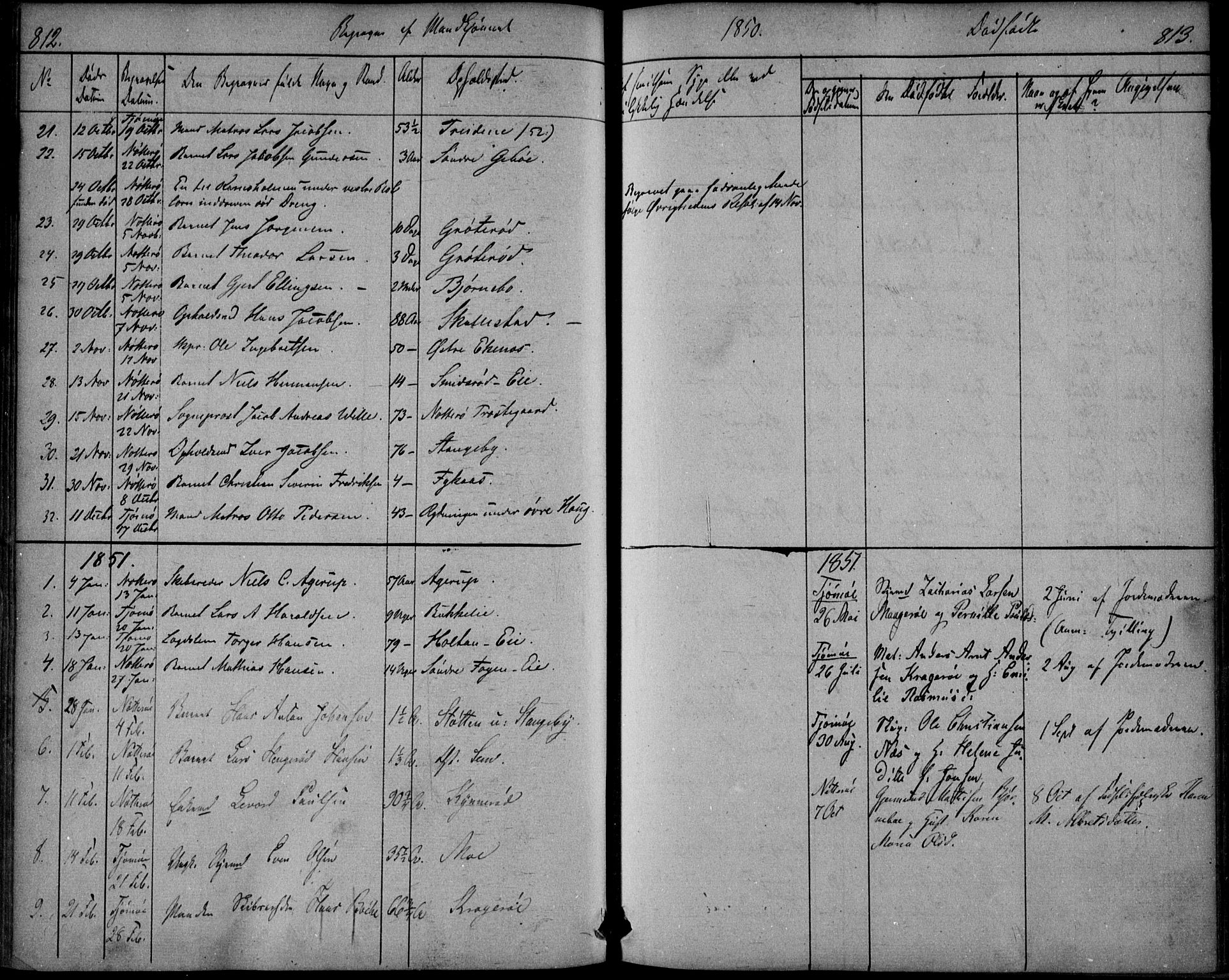 Nøtterøy kirkebøker, AV/SAKO-A-354/F/Fa/L0005: Parish register (official) no. I 5, 1839-1852, p. 812-813