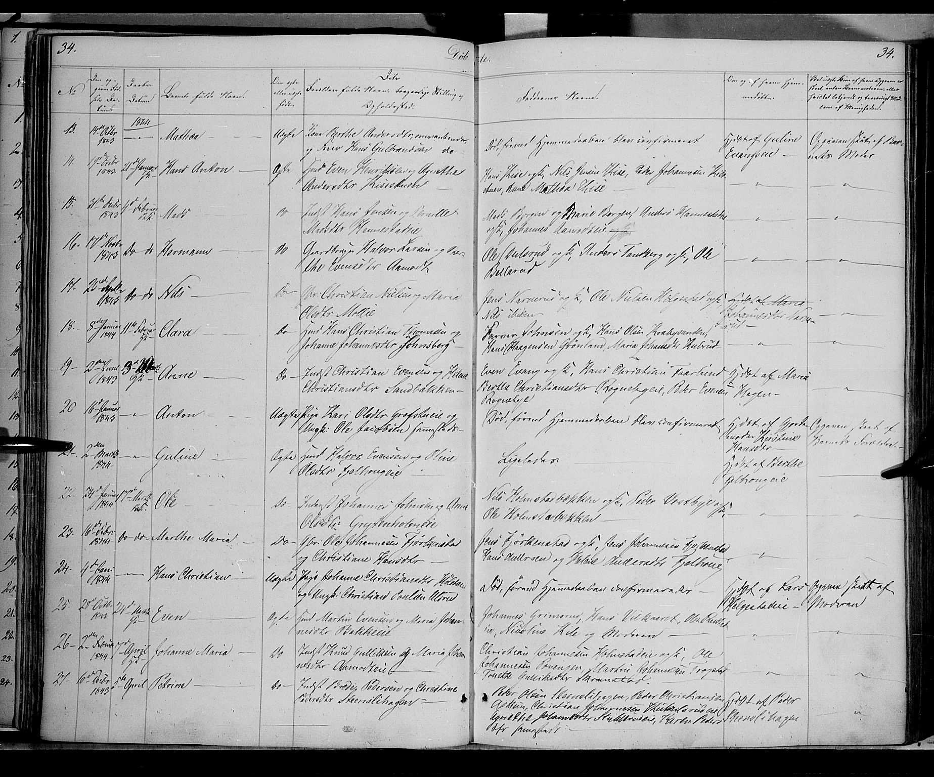 Østre Toten prestekontor, SAH/PREST-104/H/Ha/Haa/L0002: Parish register (official) no. 2, 1840-1847, p. 34