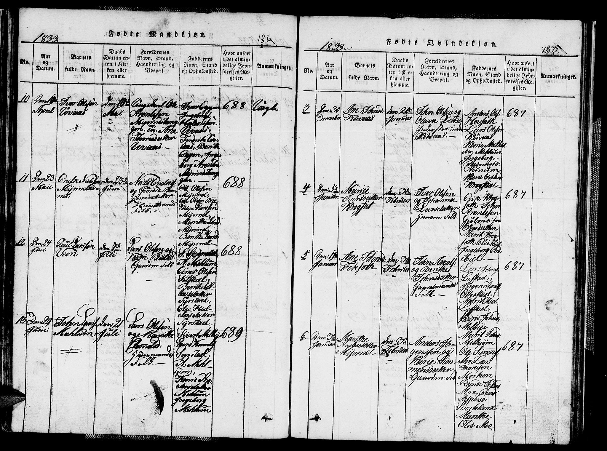 Ministerialprotokoller, klokkerbøker og fødselsregistre - Sør-Trøndelag, SAT/A-1456/667/L0796: Parish register (copy) no. 667C01, 1817-1836, p. 126-127