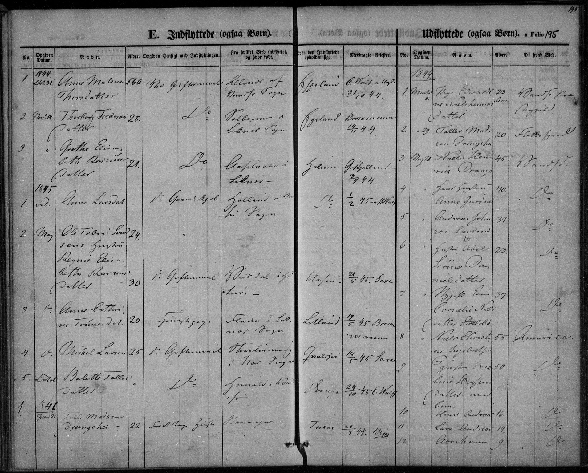 Herad sokneprestkontor, SAK/1111-0018/F/Fa/Faa/L0004: Parish register (official) no. A 4, 1844-1853, p. 195
