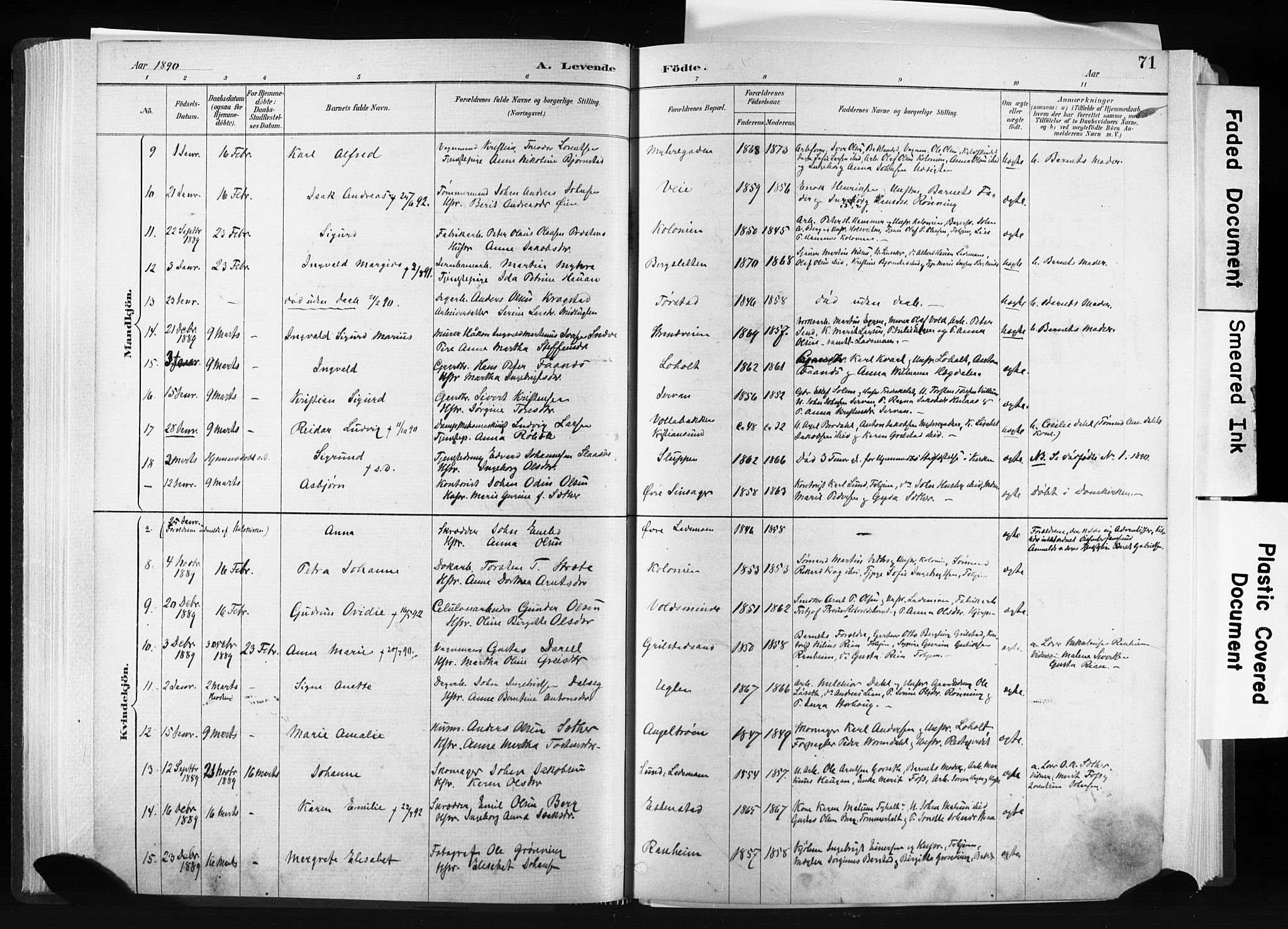 Ministerialprotokoller, klokkerbøker og fødselsregistre - Sør-Trøndelag, SAT/A-1456/606/L0300: Parish register (official) no. 606A15, 1886-1893, p. 71