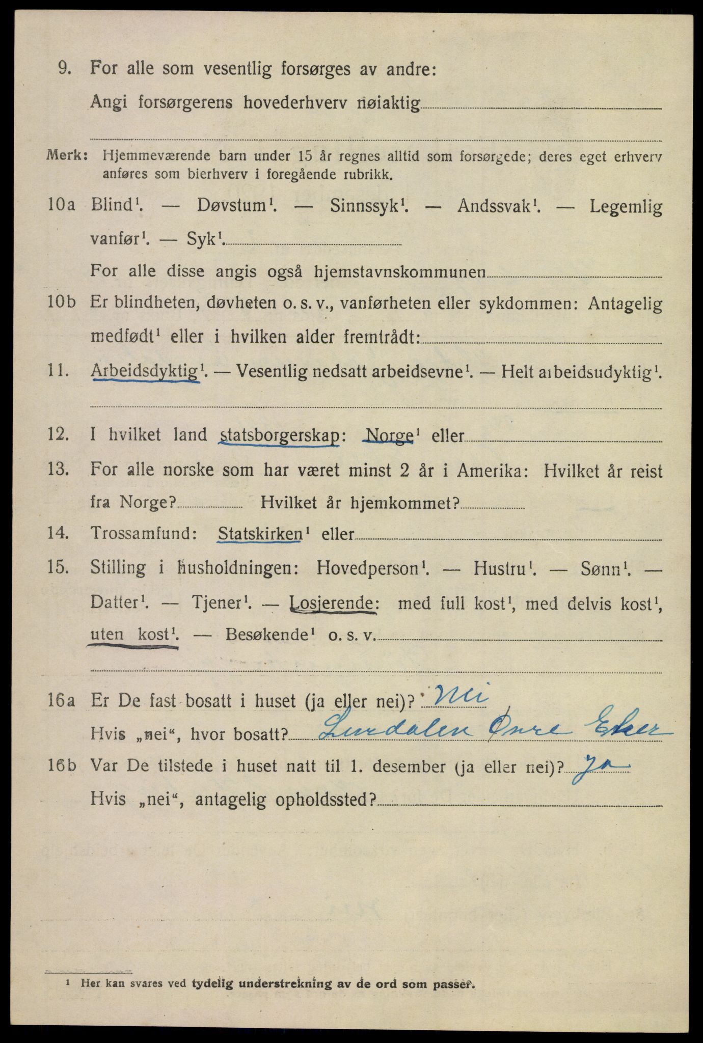 SAKO, 1920 census for Flesberg, 1920, p. 4998