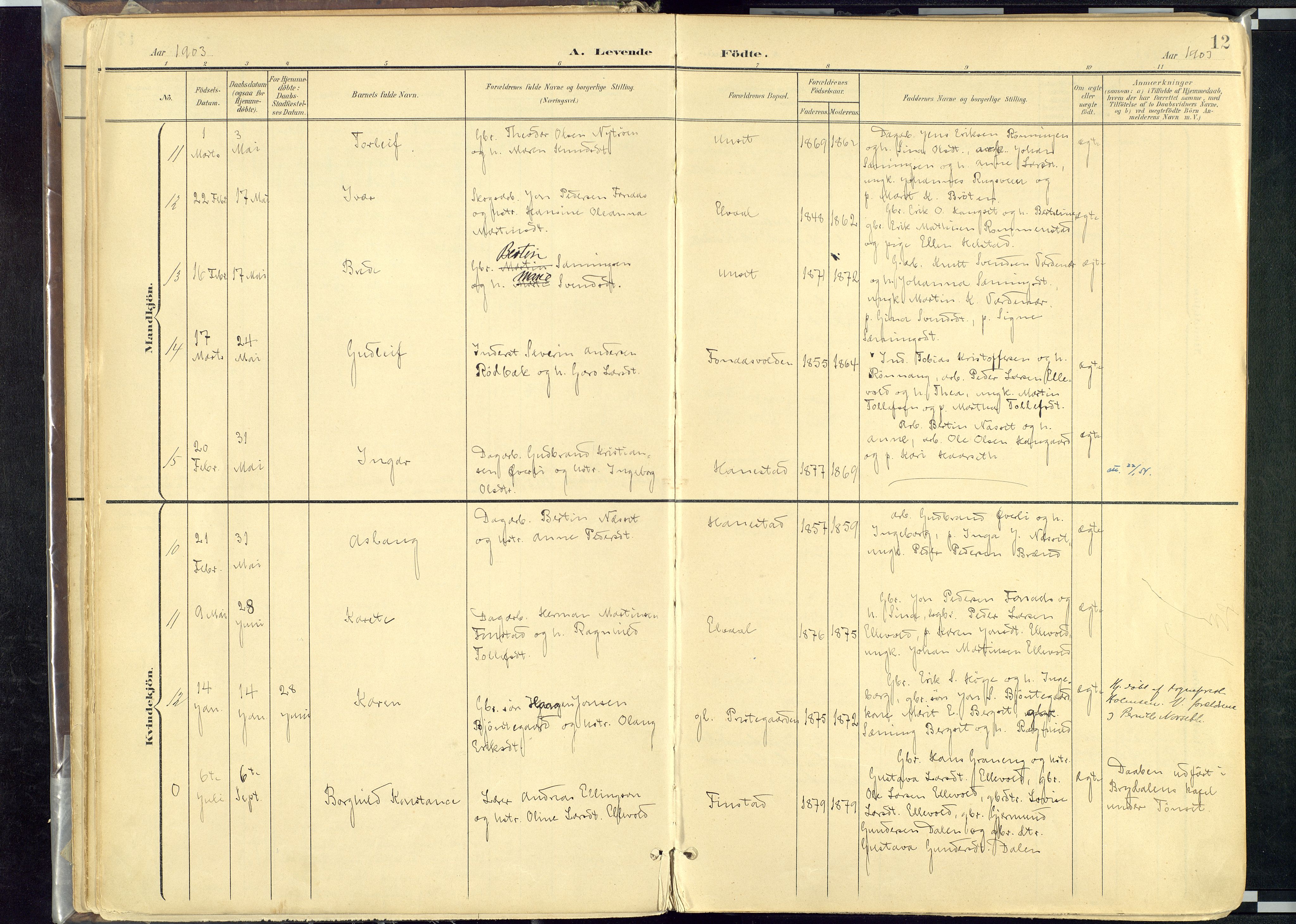 Rendalen prestekontor, AV/SAH-PREST-054/H/Ha/Haa/L0012: Parish register (official) no. 12, 1901-1928, p. 12