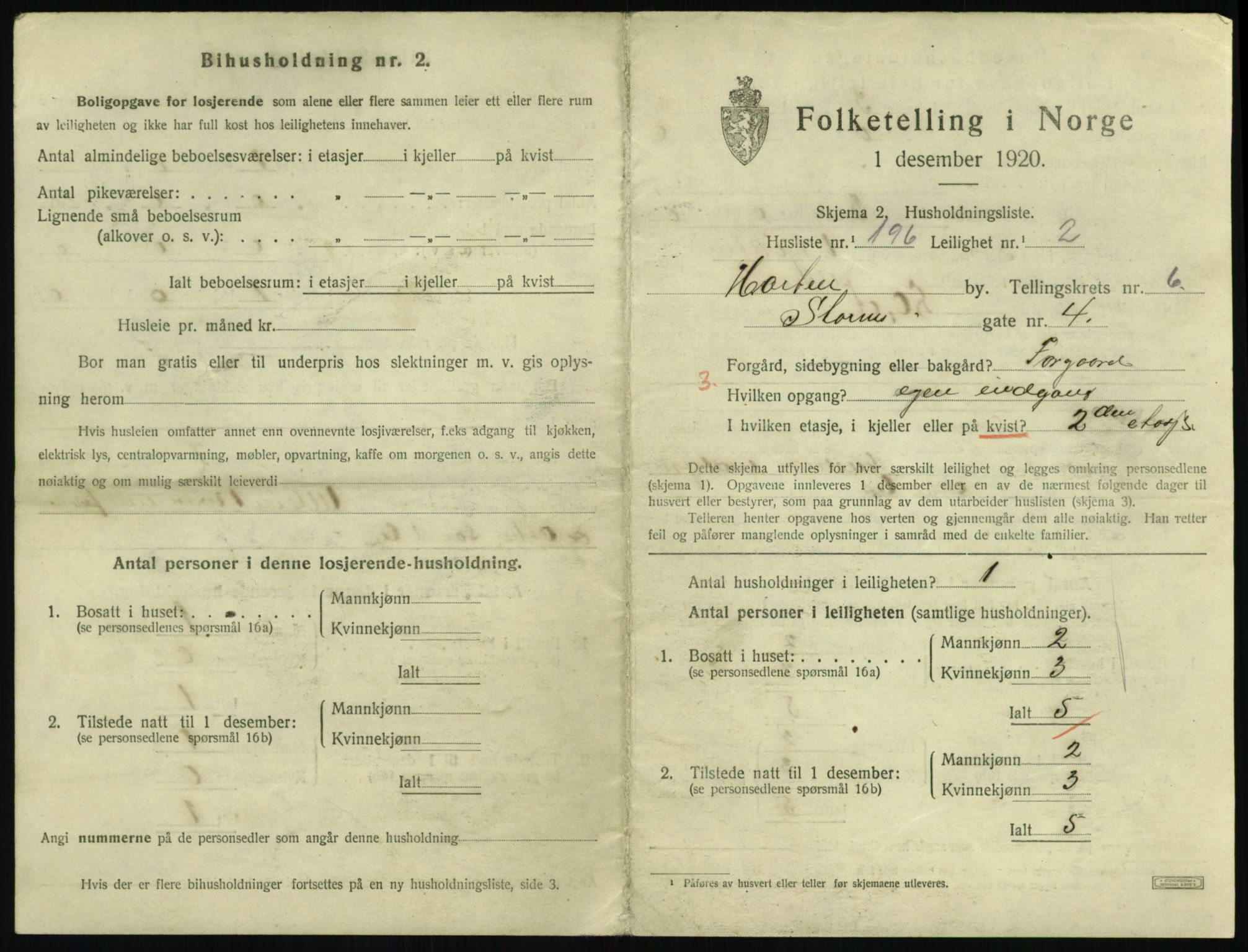 SAKO, 1920 census for Horten, 1920, p. 7149