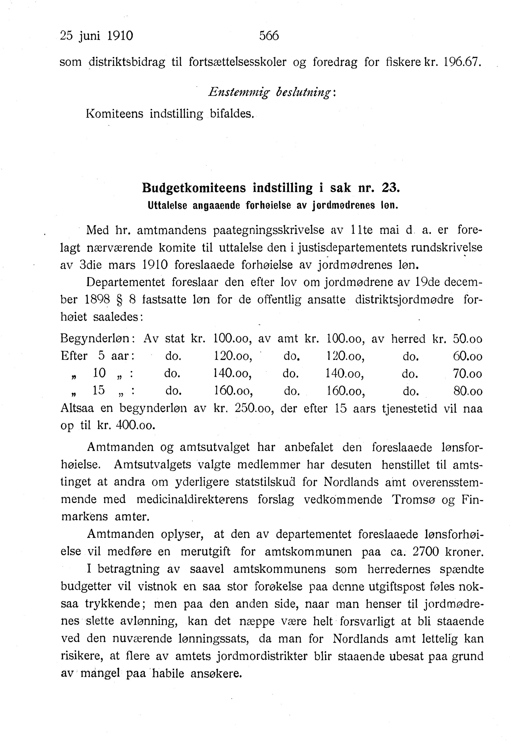 Nordland Fylkeskommune. Fylkestinget, AIN/NFK-17/176/A/Ac/L0033: Fylkestingsforhandlinger 1910, 1910