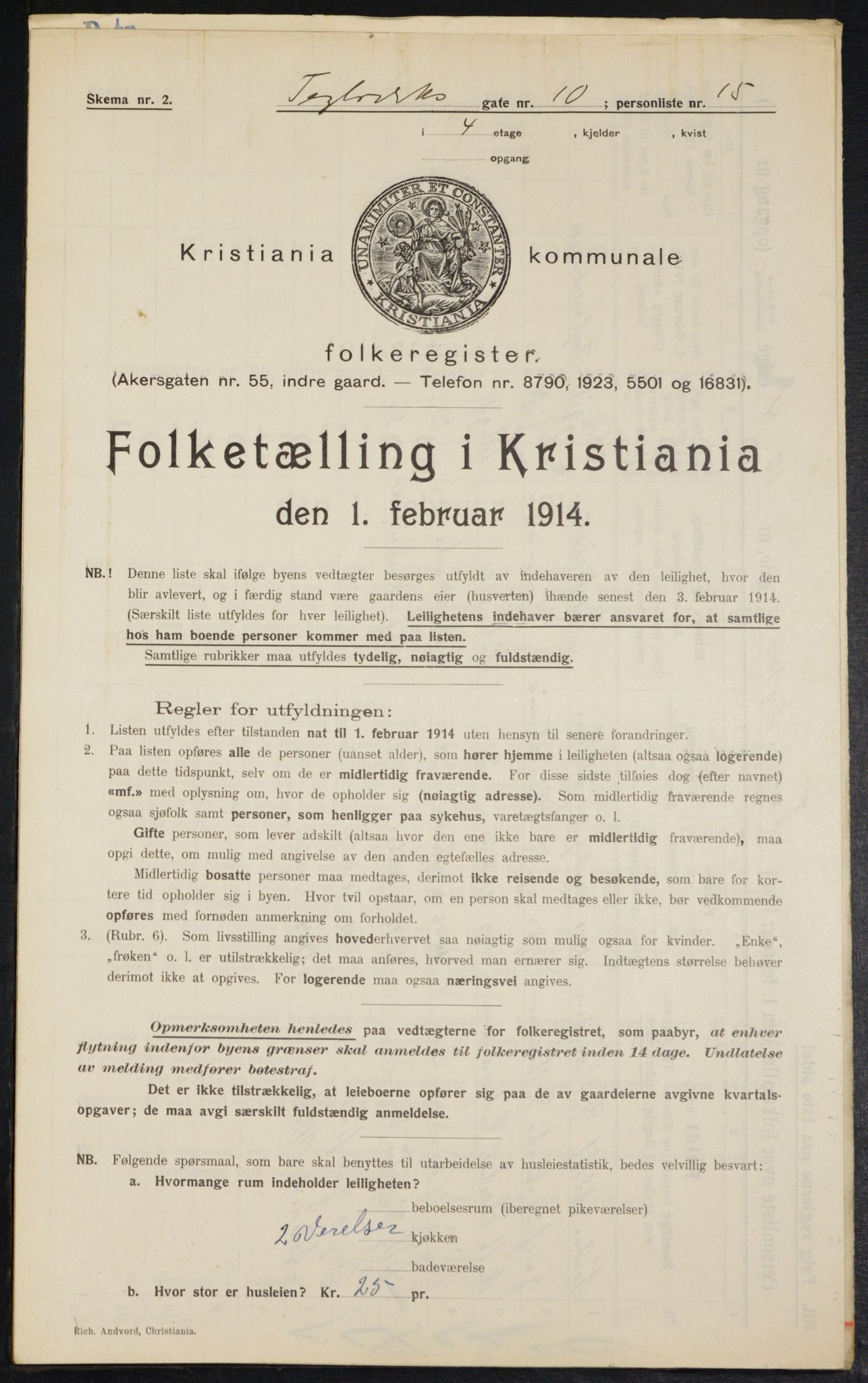 OBA, Municipal Census 1914 for Kristiania, 1914, p. 108414