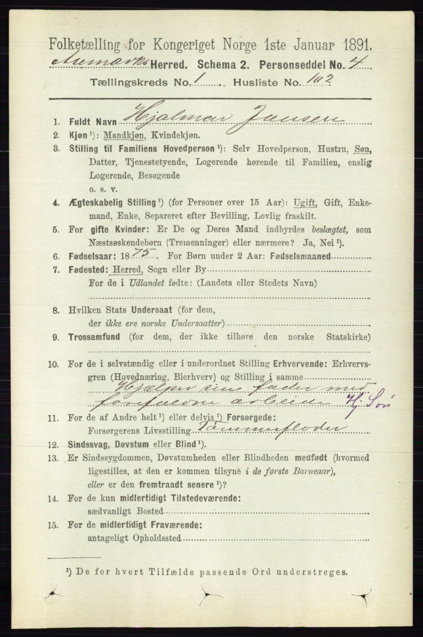 RA, 1891 census for 0118 Aremark, 1891, p. 703