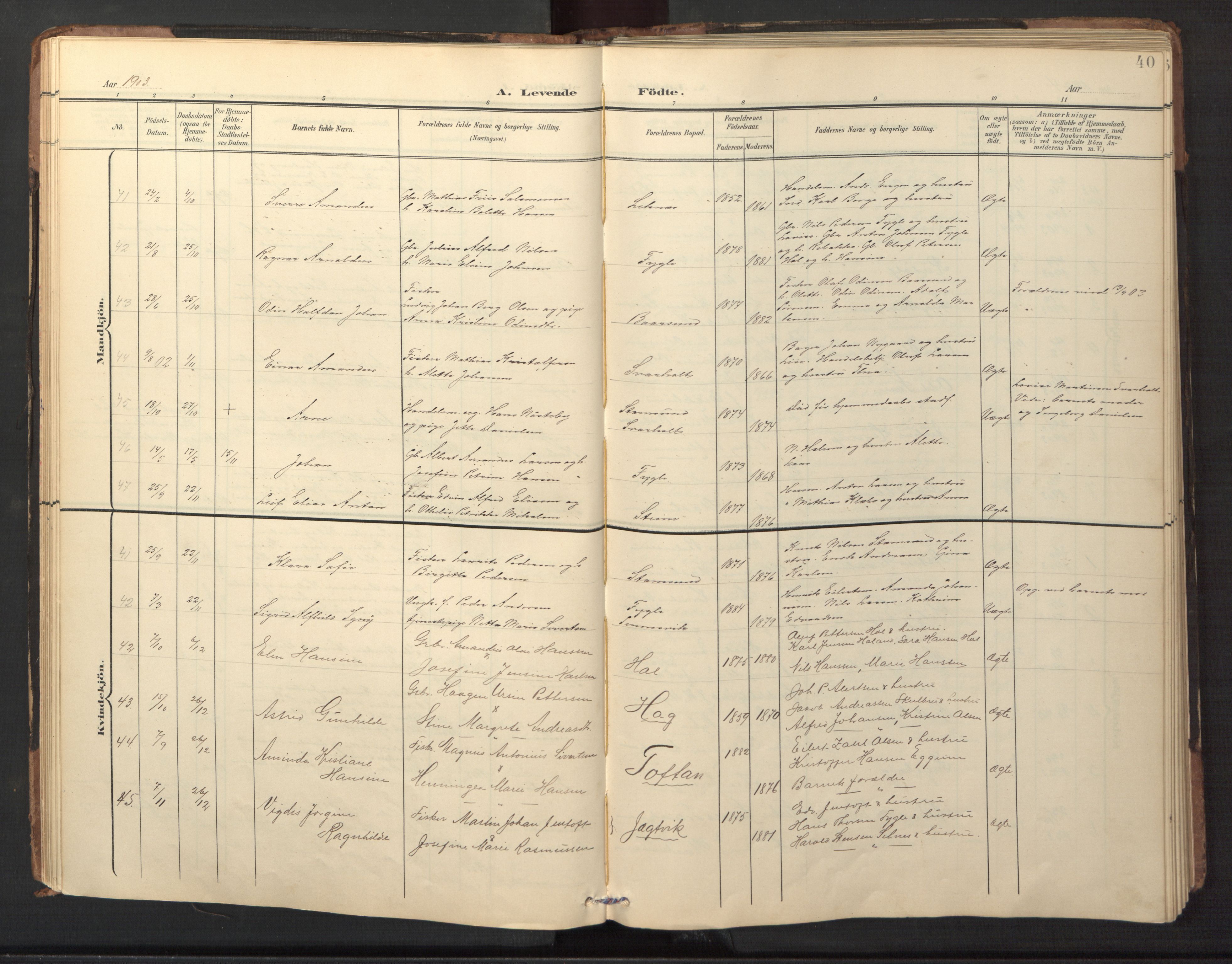 Ministerialprotokoller, klokkerbøker og fødselsregistre - Nordland, AV/SAT-A-1459/882/L1185: Parish register (copy) no. 882C03, 1898-1910, p. 40