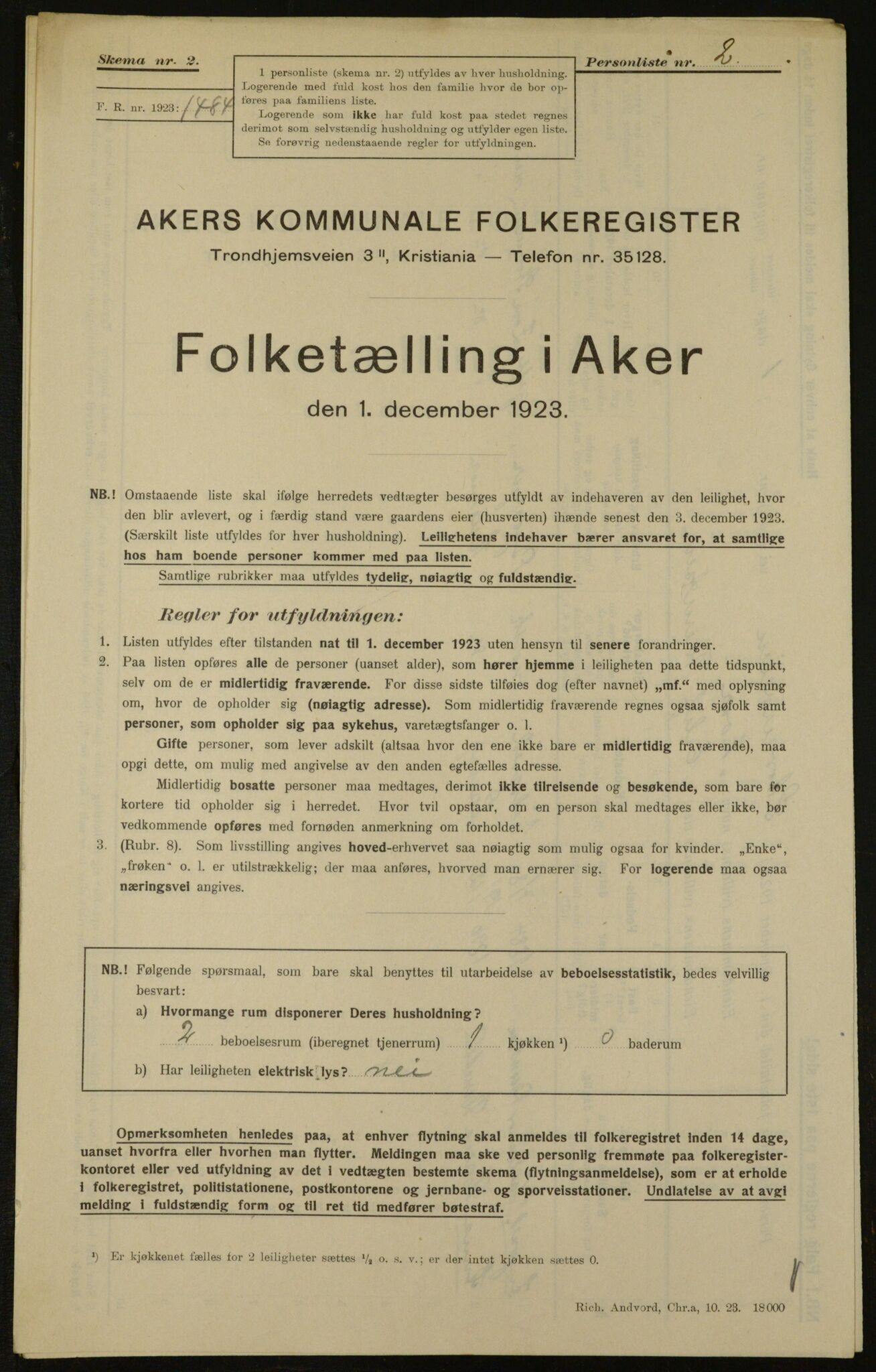 , Municipal Census 1923 for Aker, 1923, p. 31686