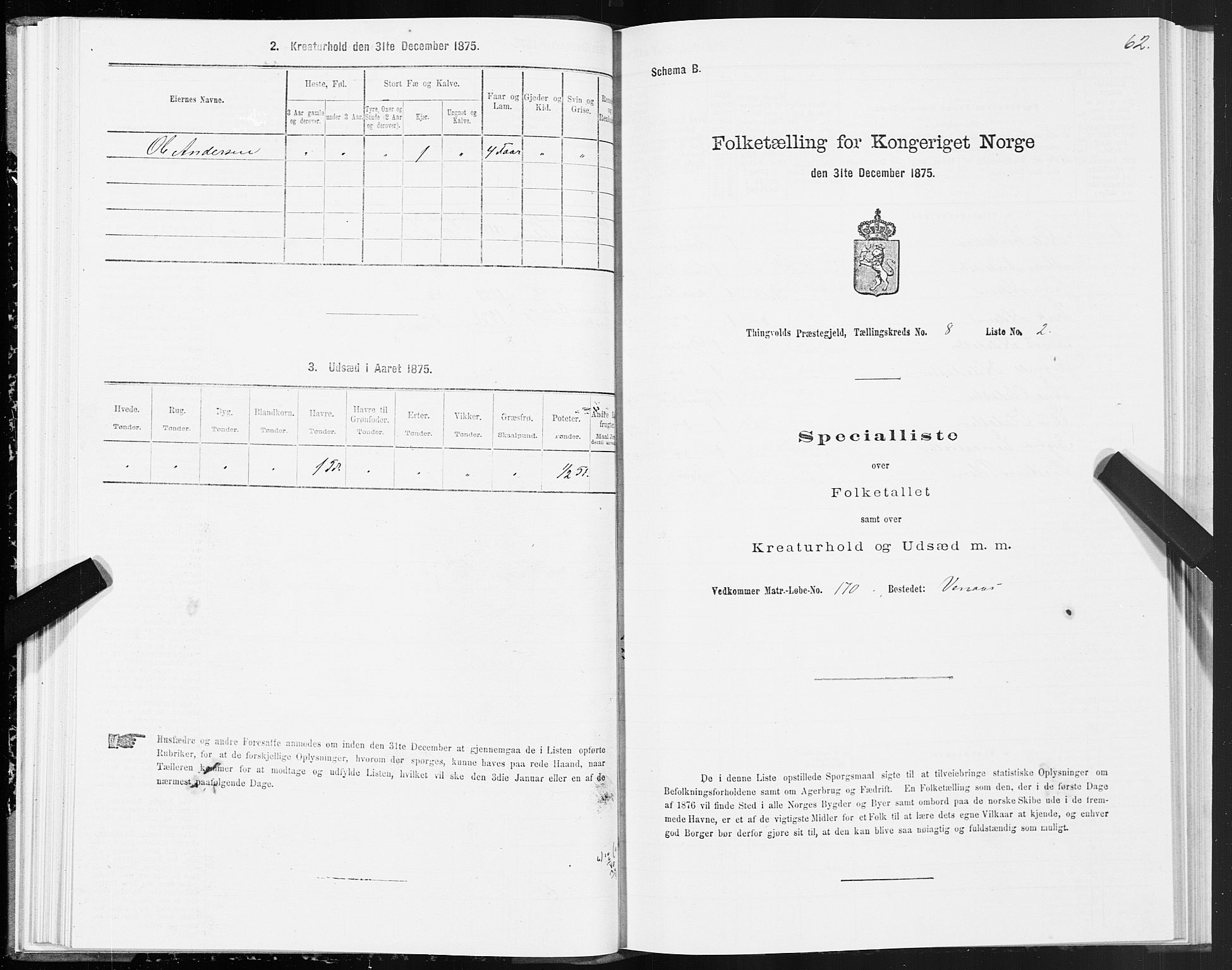 SAT, 1875 census for 1560P Tingvoll, 1875, p. 3062