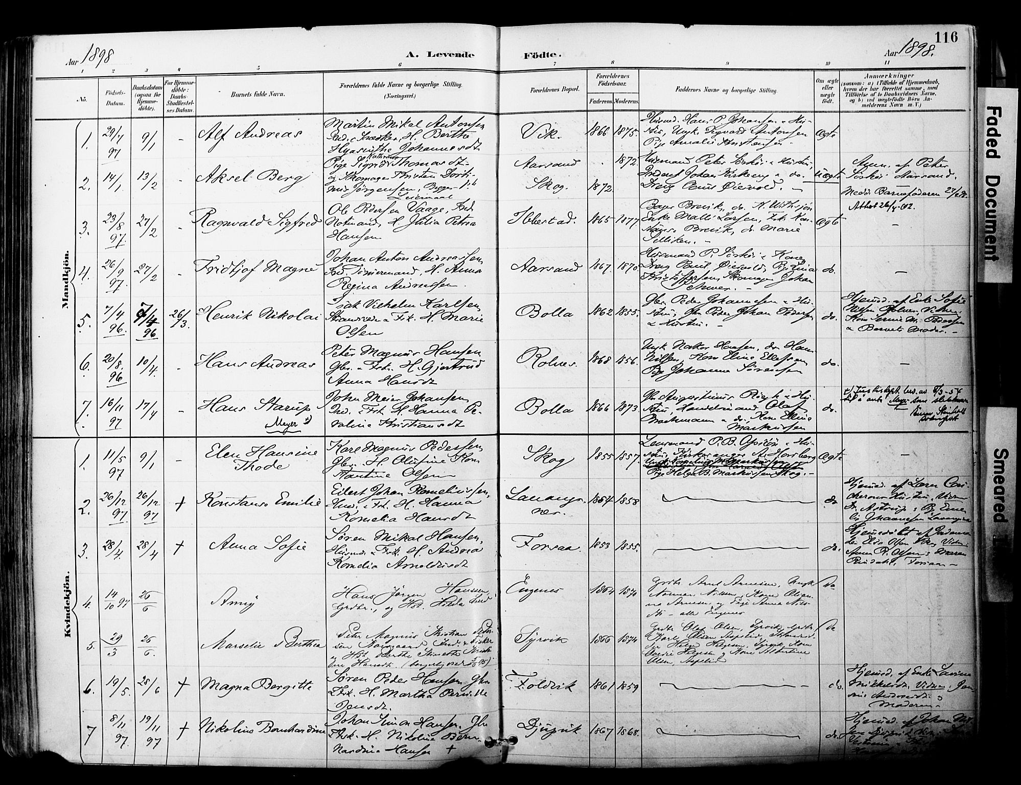 Ibestad sokneprestembete, SATØ/S-0077/H/Ha/Haa/L0012kirke: Parish register (official) no. 12, 1890-1900, p. 116