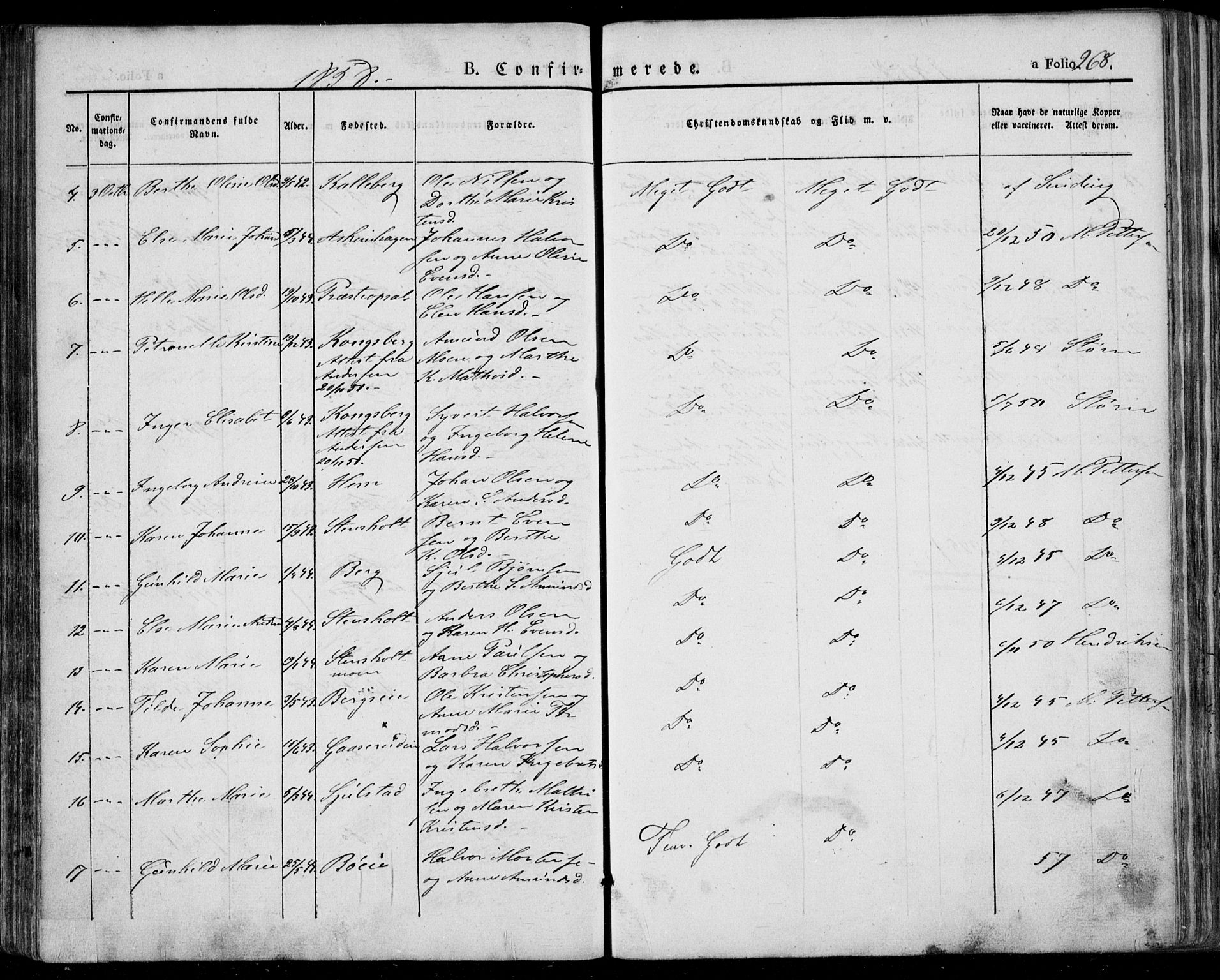 Lardal kirkebøker, AV/SAKO-A-350/F/Fa/L0006: Parish register (official) no. I 6, 1835-1860, p. 268