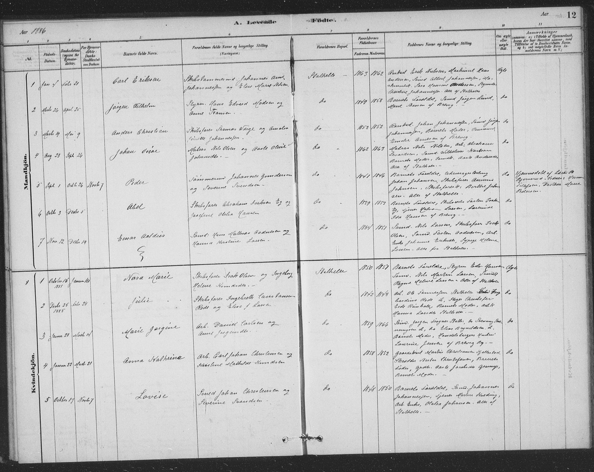 Bamble kirkebøker, SAKO/A-253/F/Fb/L0001: Parish register (official) no. II 1, 1878-1899, p. 12