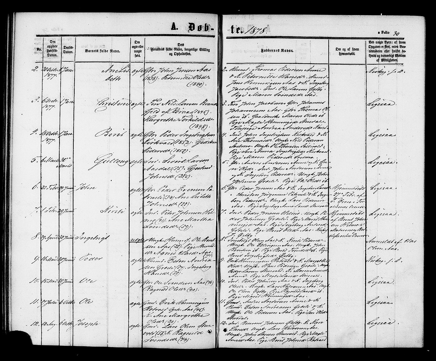 Ministerialprotokoller, klokkerbøker og fødselsregistre - Sør-Trøndelag, SAT/A-1456/698/L1163: Parish register (official) no. 698A01, 1862-1887, p. 30