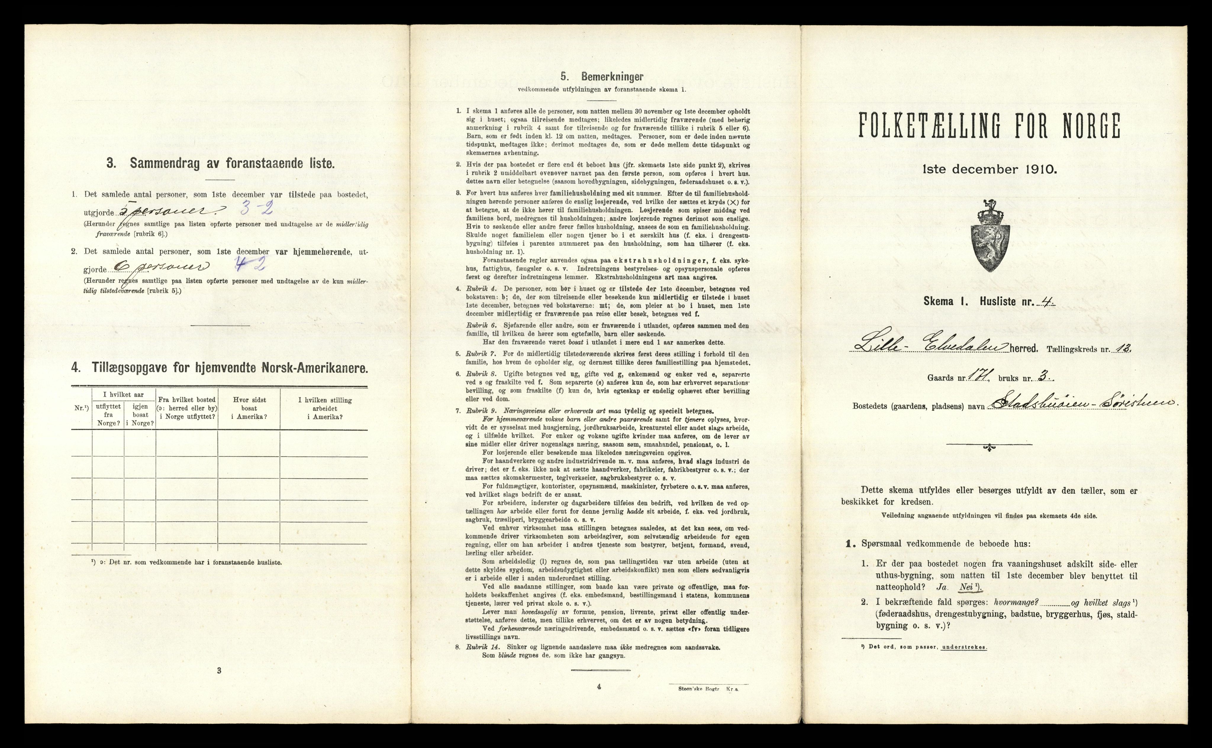 RA, 1910 census for Lille Elvedalen, 1910, p. 1075