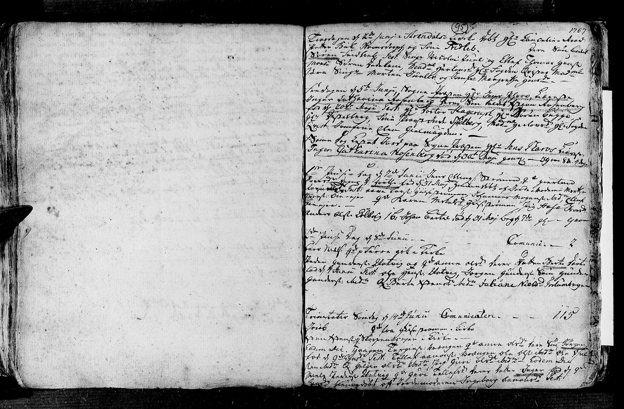 Øyestad sokneprestkontor, AV/SAK-1111-0049/F/Fa/L0006: Parish register (official) no. A 6, 1758-1776, p. 95